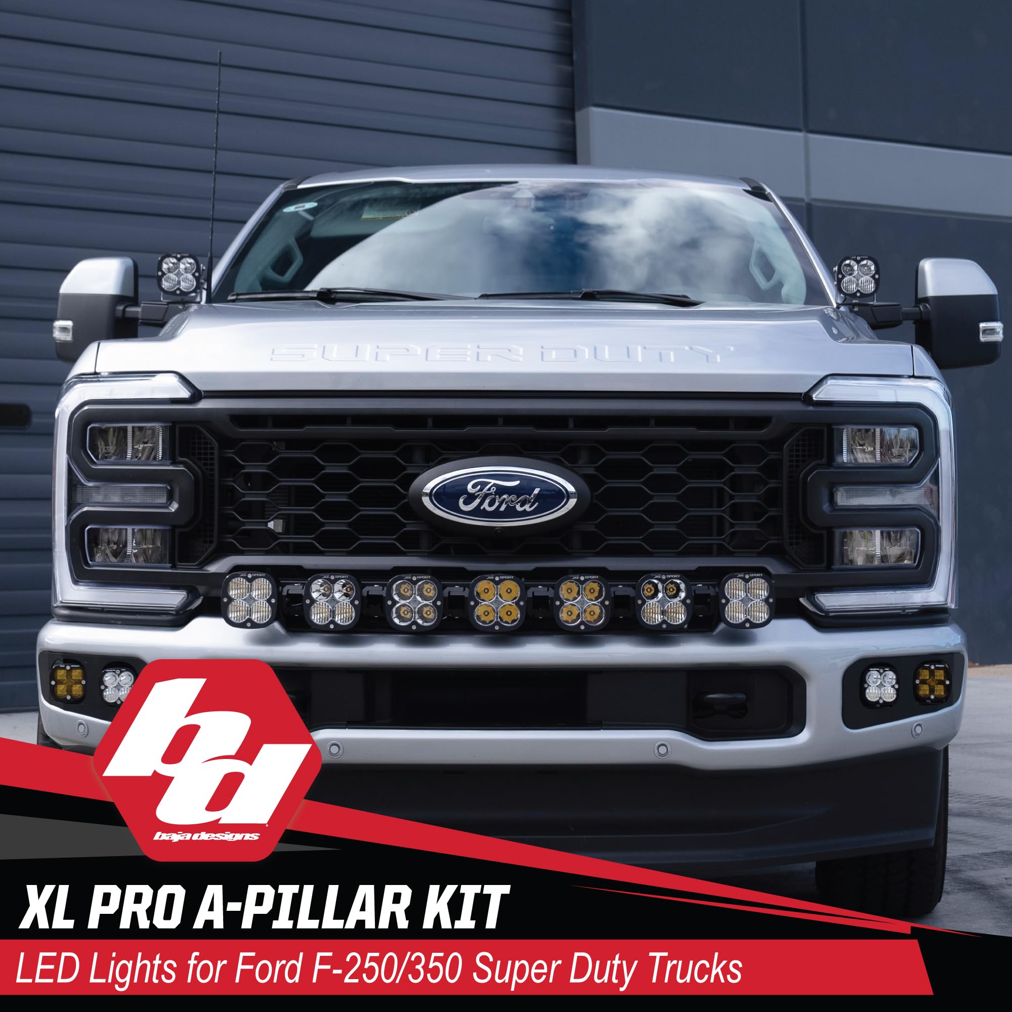 Baja Designs A-Pillar Light Kit XL Pro for Ford Super Duty Truck 23-On with 2 Lights, Toggle Harness and Mounting Accessories