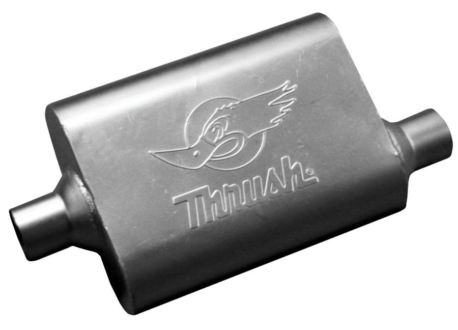 Deep Race Tone Thrush Muffler (Most Applications) Inlet 2.25 Pipe Connection Center Outlet 2.25 Offset