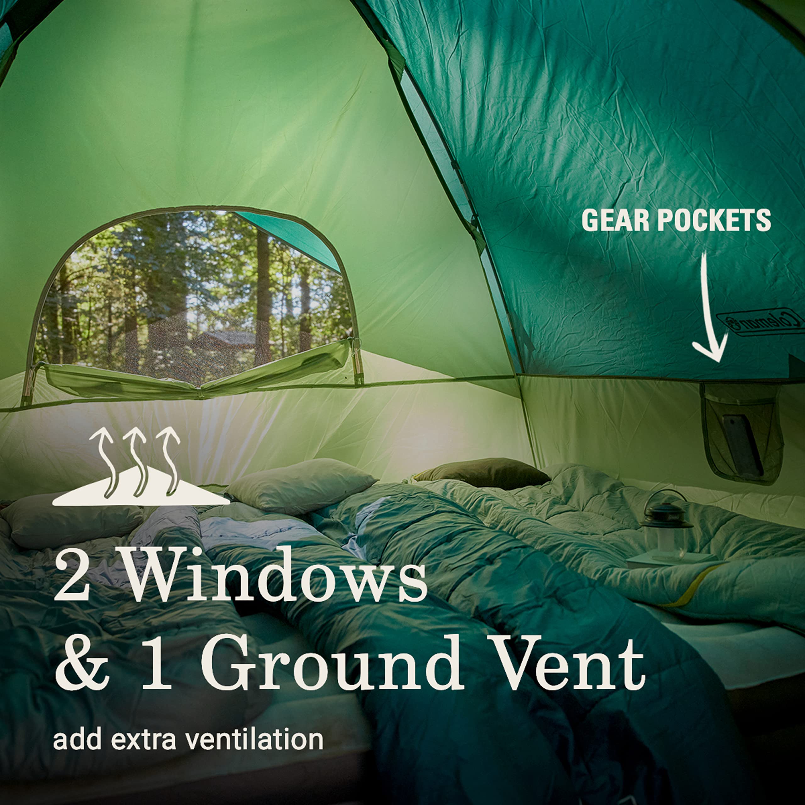 Coleman Camping Tent Sundome with Rainfly, 2/3/4/6 Person Sets Up in 10 Mins, Weatherproof Shelter for Camping, Festivals, Backyard, Sleepovers, & More
