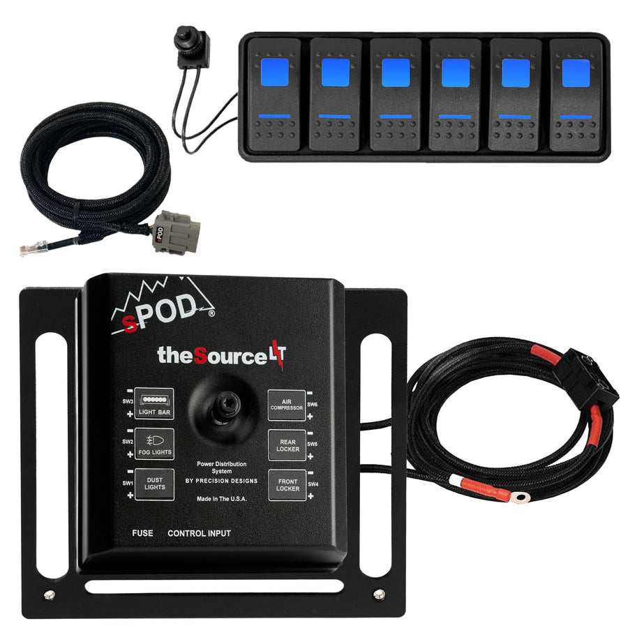 6 Circuit SPOD SourceLT Controller with Blue LED Switch Panel, Universal Fit (36-inch Battery Cable)