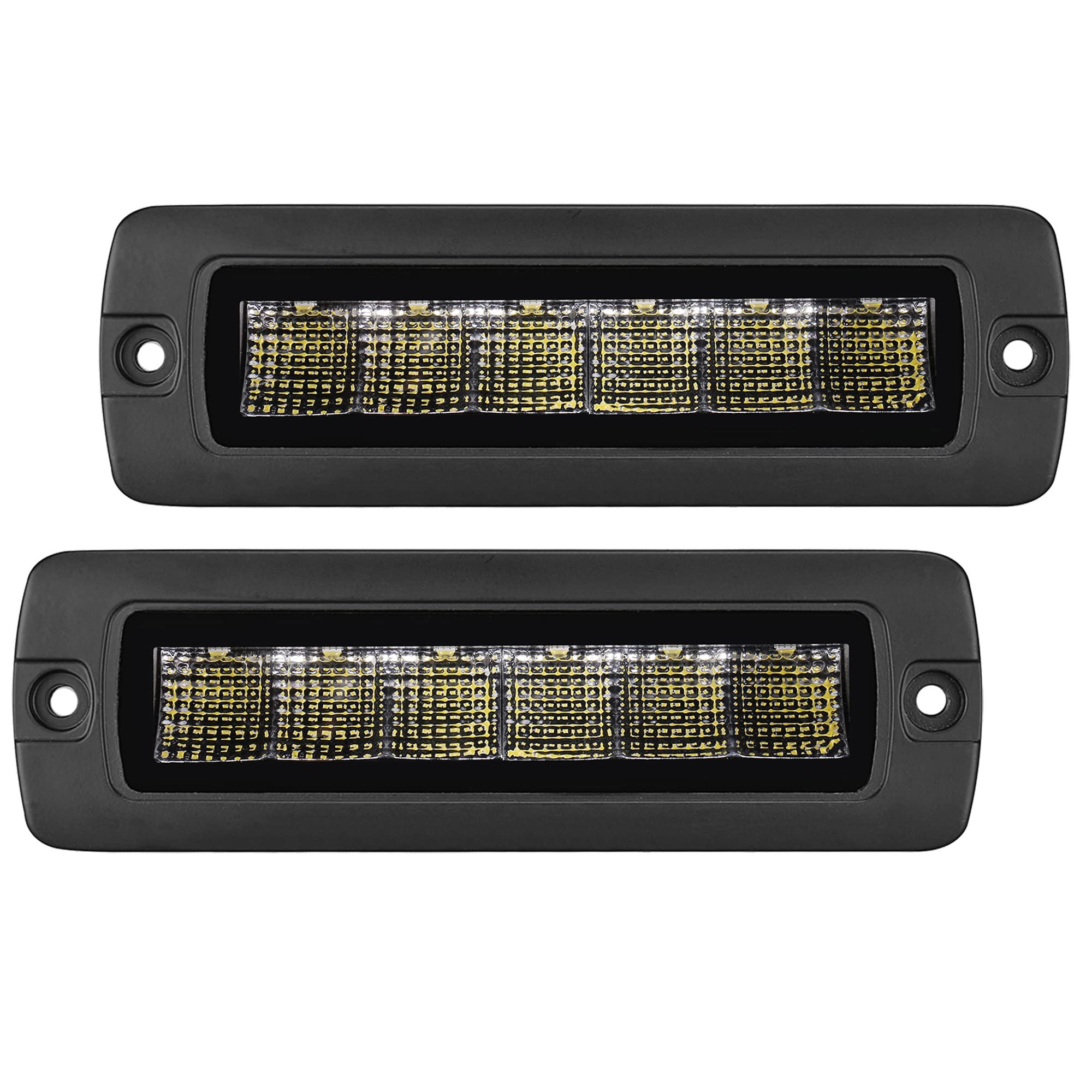 Blackout Series Go Rhino Xplor Lighting: Flush Mount Sixline Flood Light Kit (Pair) | Aluminum, Black | 750300621FBF