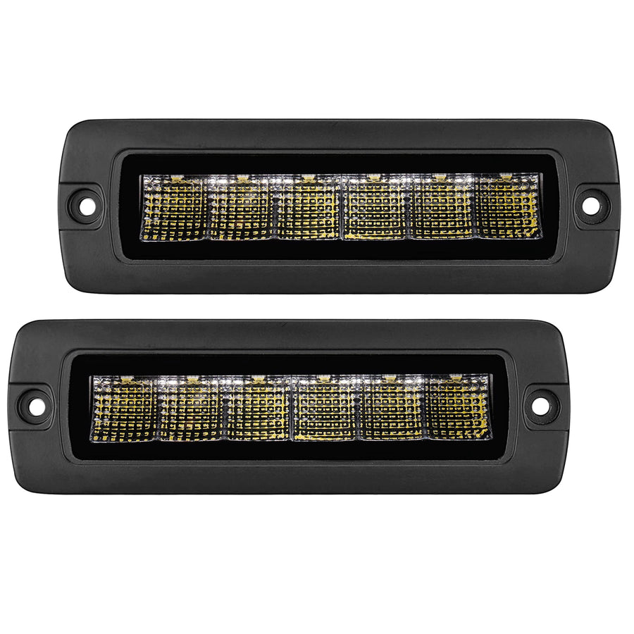 Blackout Series Go Rhino Xplor Lighting: Flush Mount Sixline Flood Light Kit (Pair) | Aluminum, Black | 750300621FBF