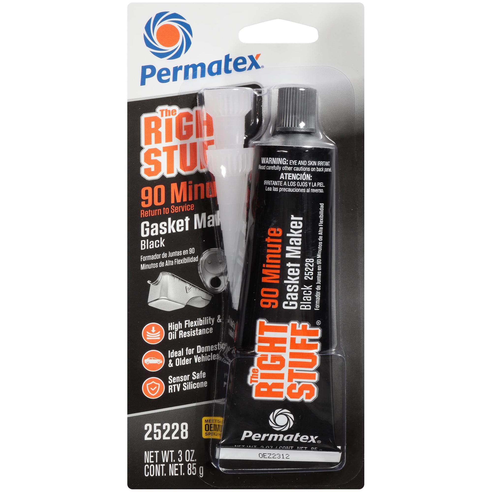 Permatex The Right Stuff 90 Minute Black Gasket Maker, 3 oz, 1 Count (Pack of 1) 25228