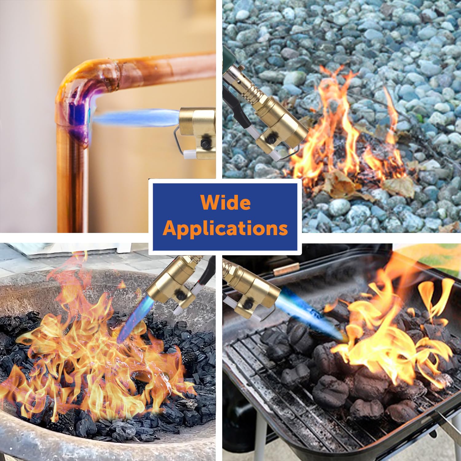Flame King Blow Torch Propane & Mapp Gas 27,000 BTU w/ Self-Igniter for Searing, Soldering and as Fire Starter