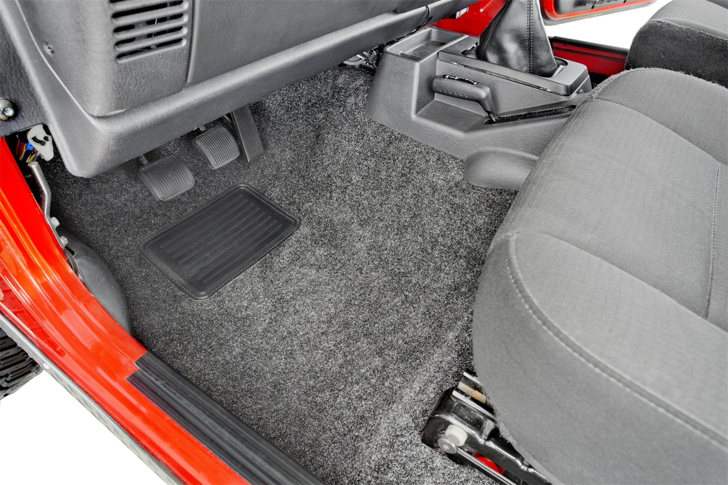 Jeep Liners - Bedrug | 1976 - 1995 Jeep Wrangler CJ-7 / YJ, Front Floor Liners (Includes Heat Shields) | Grey - 8 pc. | BRCYJ76F