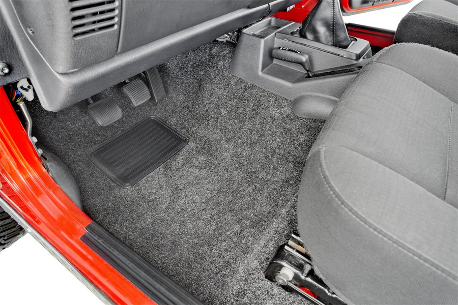 Jeep Liners - Bedrug | 1976 - 1995 Jeep Wrangler CJ-7 / YJ, Front Floor Liners (Includes Heat Shields) | Grey - 8 pc. | BRCYJ76F