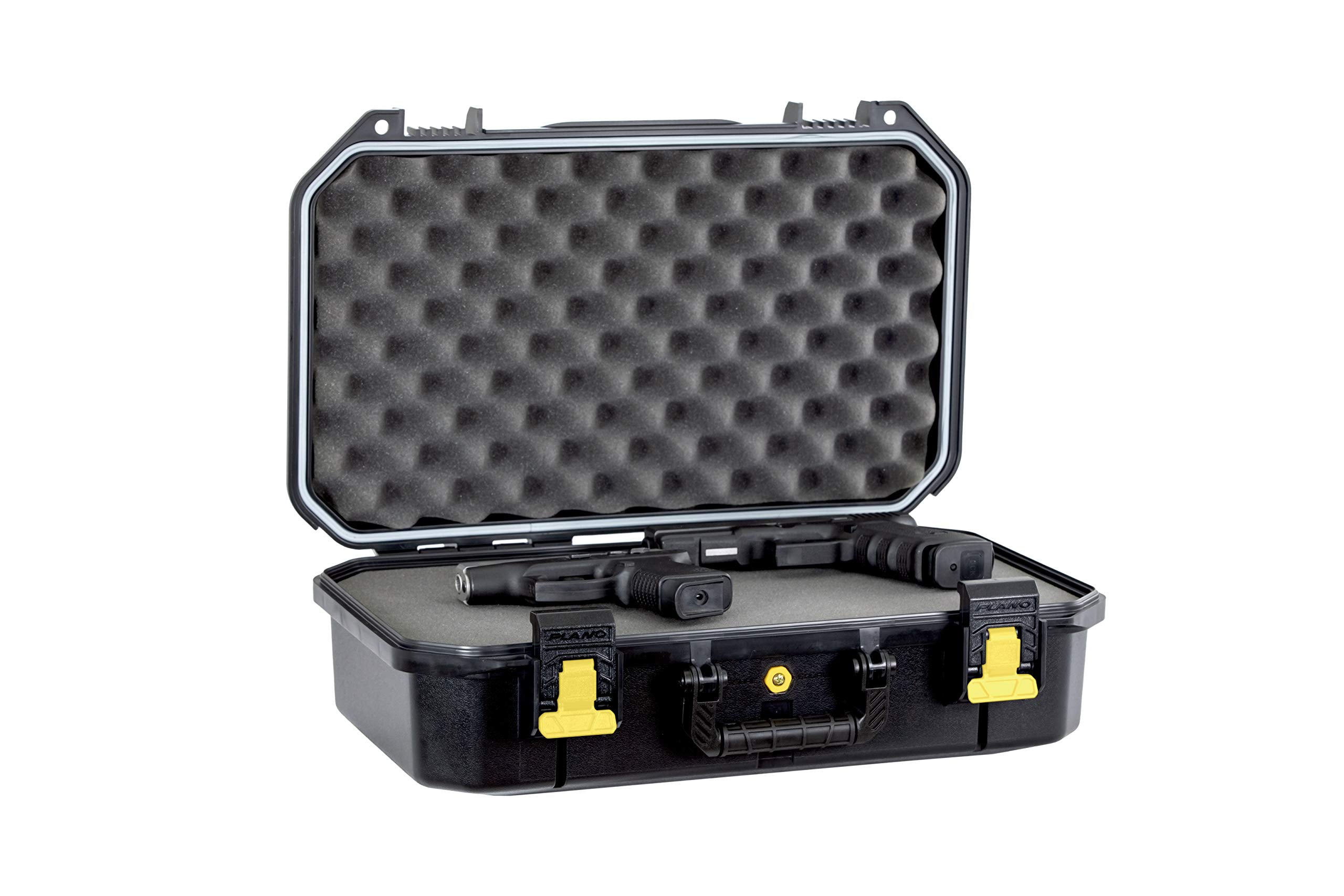 Plano Four All-Weather Pistol Case Watertight & Dust-Proof Gun Case for Two Pistols; High Density Pluck Foam, Black; Continuous Dri-Loc Seal