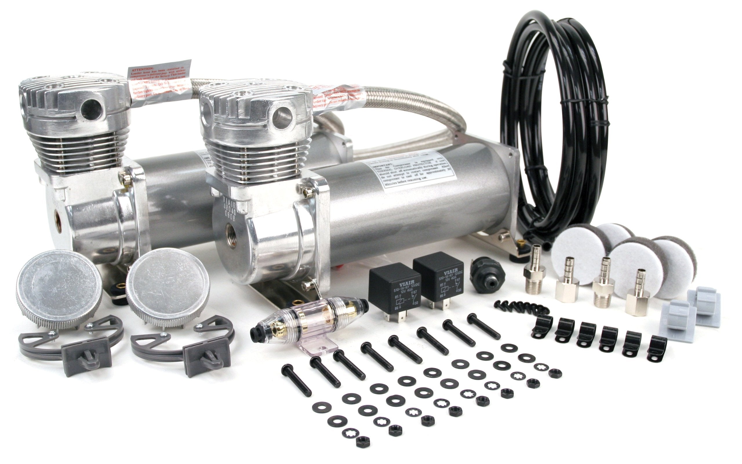 480C VIAIR Dual Air Compressor for Air Suspension (2 Pack) 12V Continuous Duty Cycle Compressor for Air Tanks, Bags, Air Horns 200 PSI (Pewter)