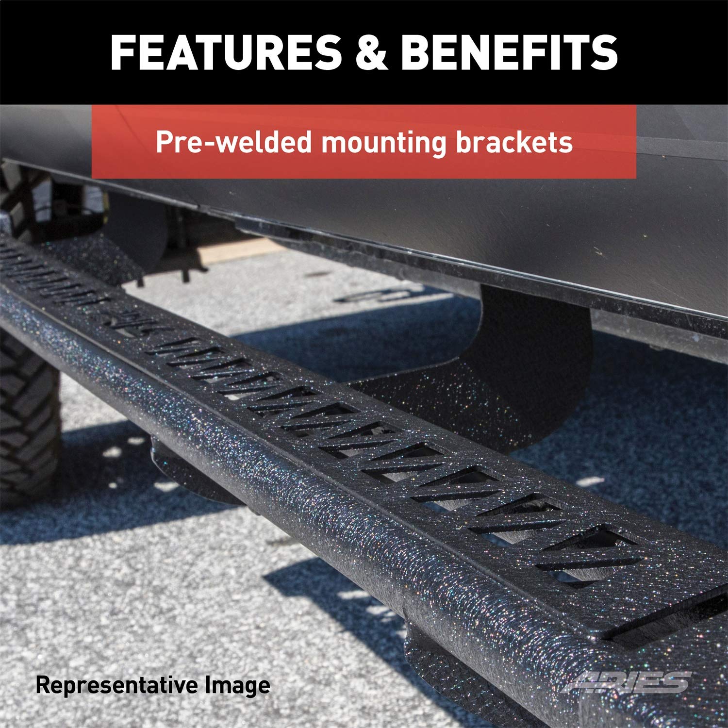 Black Steel ARIES Rocker Step Guard Running Boards, Select Nissan Xterra