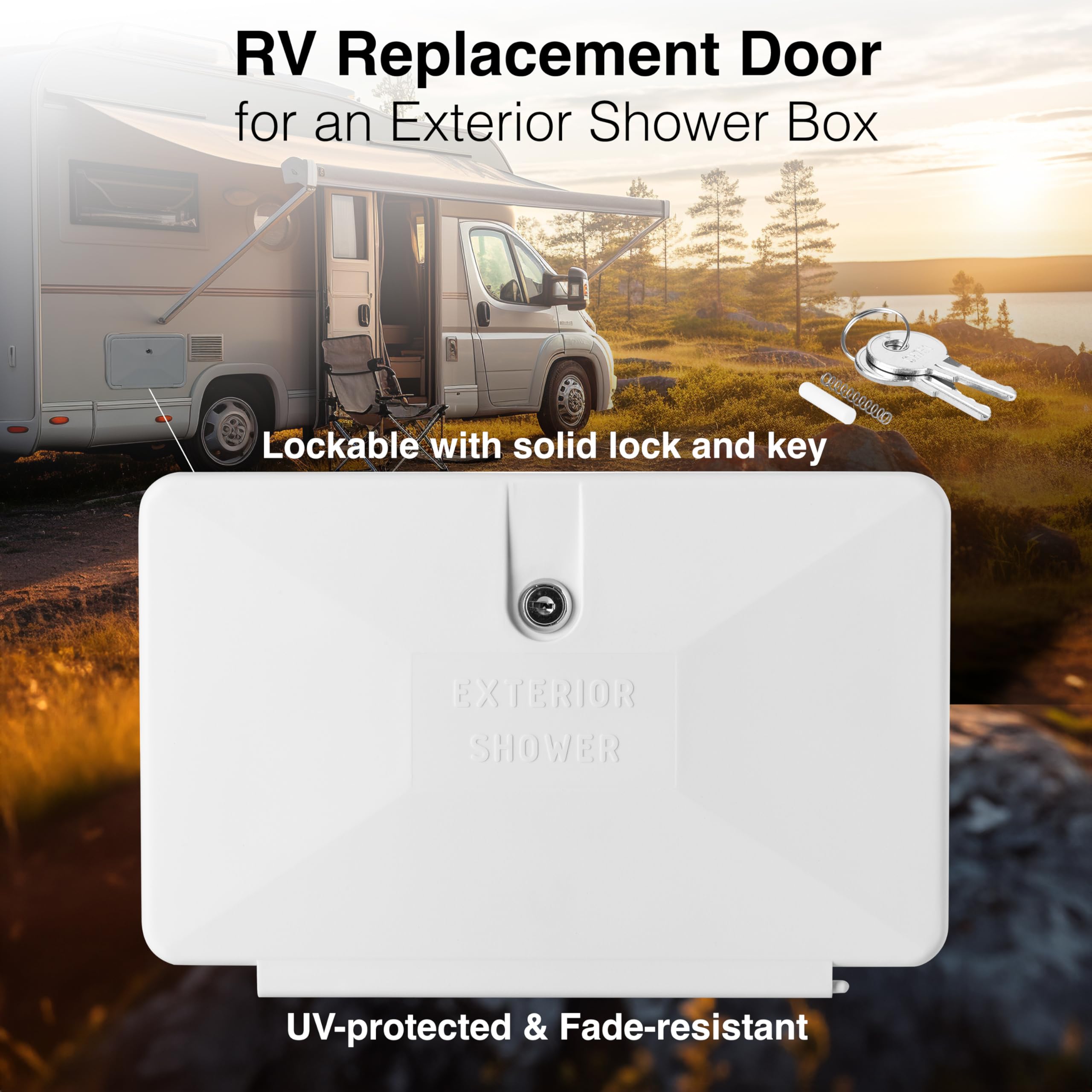 Dura Faucet RV DF-SA170D-WT Durable Replacement Door for an Exterior Shower Box Kit - Lockable (White)