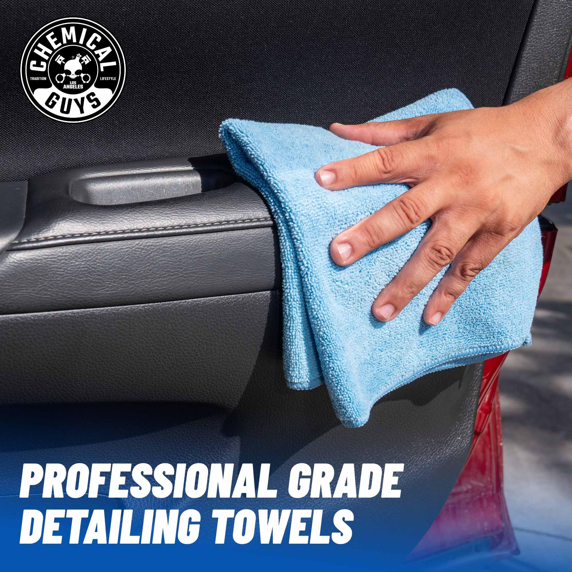 Chemical Guys Workhorse Professional MICBLUE03 Microfiber Towel, Blue (Safe for Car Wash, Home Cleaning & Pet Drying Cloths) 16" x 16", Pack of 3