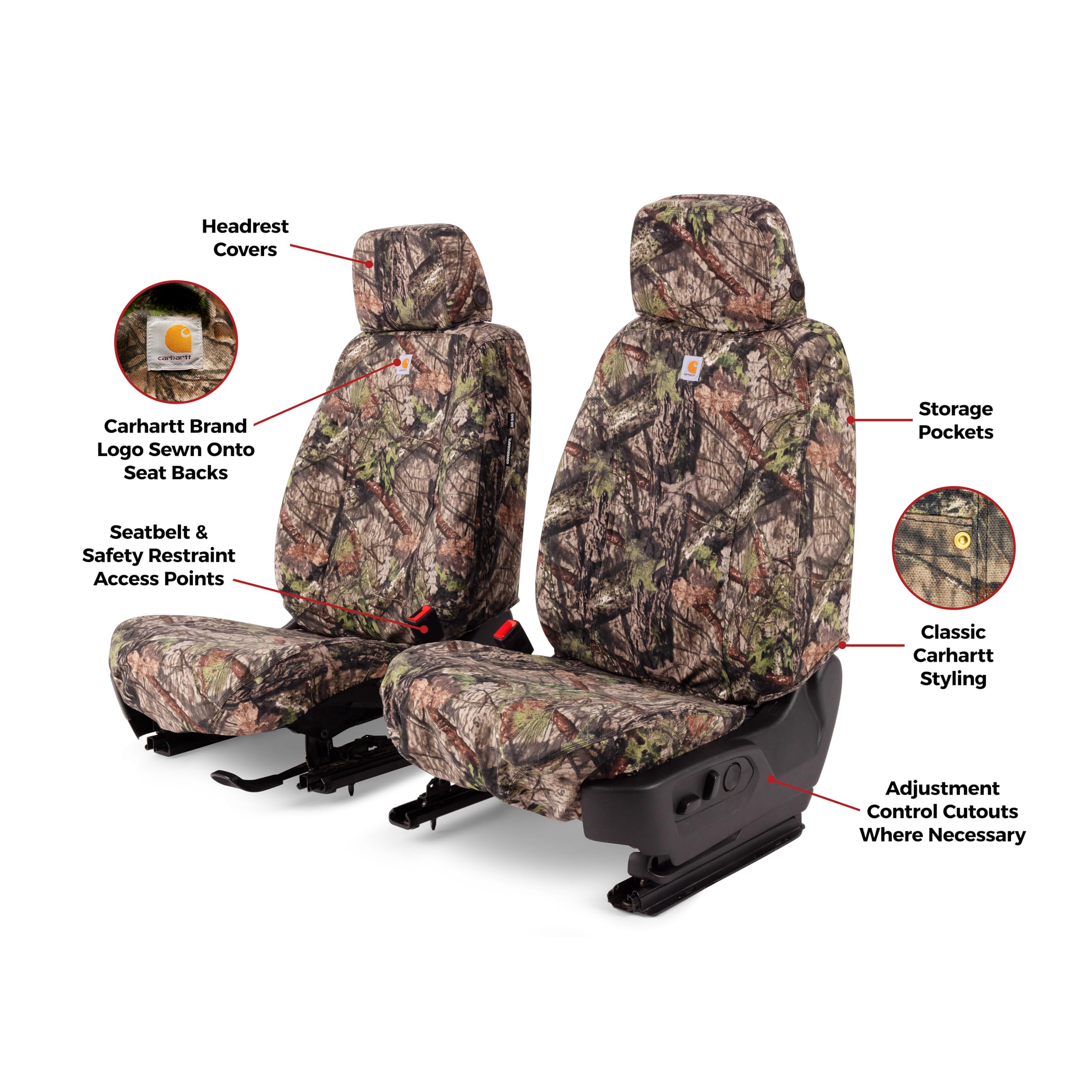 Covercraft Carhartt Mossy Oak Camo SeatSaver Custom Seat Covers | Fits 2023-2024 Ford F-150 (Excludes Raptor) | 1st Row Bucket Seats, Break-Up Country