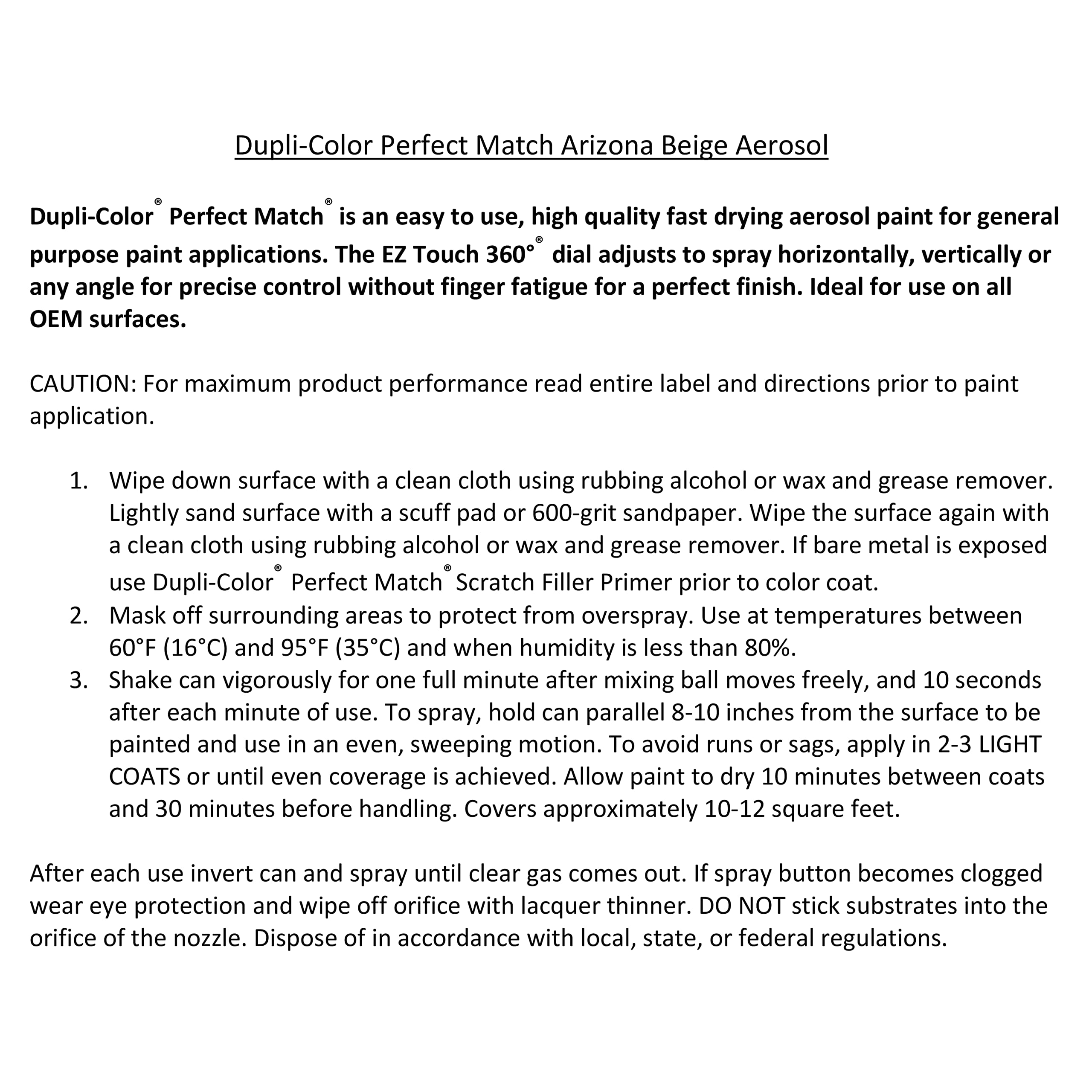 Automotive Spray Paint Dupli-Color EBFM03547 Perfect Match – Ford Arizona Beige, AQ – 8 oz. Aerosol Can