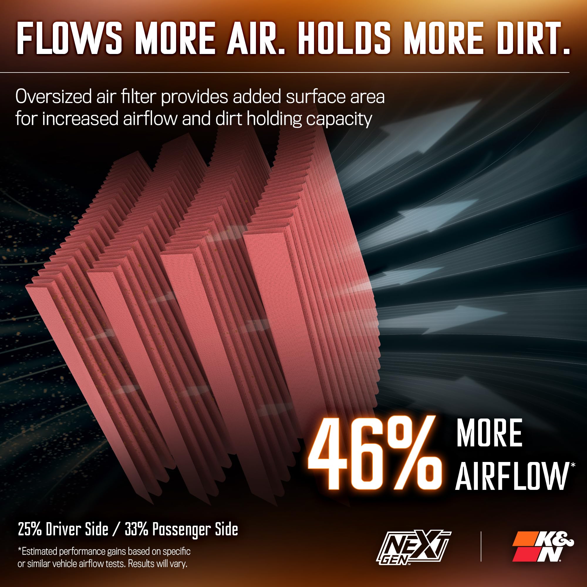 Cold Air Intake System K&N NextGen: High-Flow Cotton Filter: Compatible with 2015-2025 FORD: F150, 50-2591