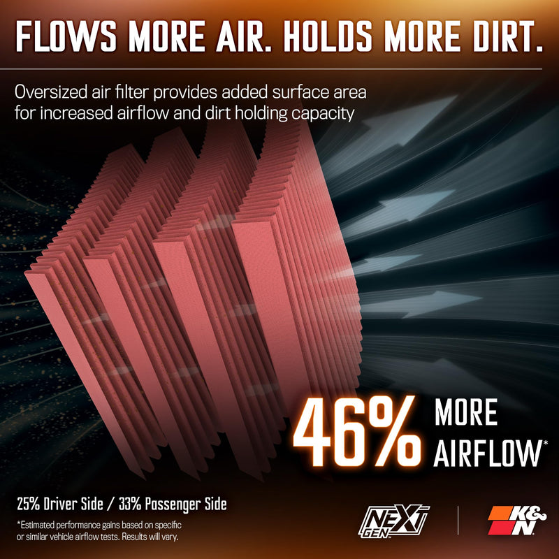 Cold Air Intake System K&N NextGen: High-Flow Cotton Filter: Compatible with 2015-2025 FORD: F150, 50-2591
