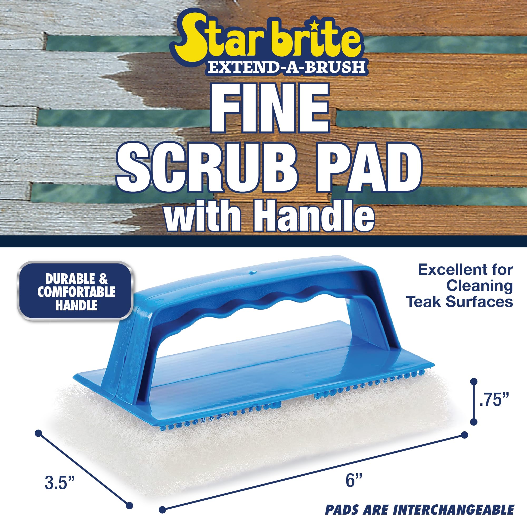 Scrub Pad STAR BRITE with Handle (Fine) White (040129)