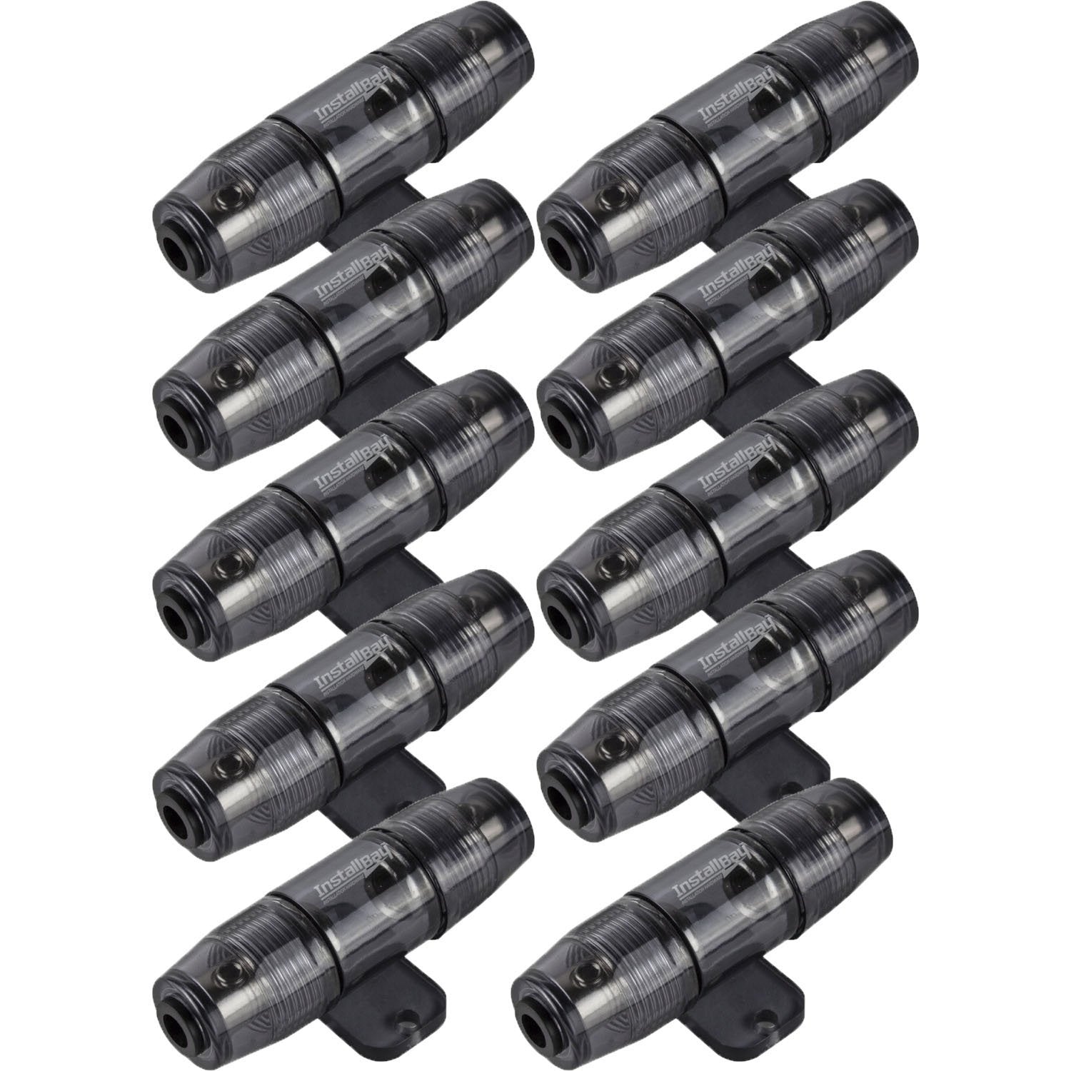 Install Bay 4 or 8 Gauge MANLFH-10 Mini ANL Nickel Plated Fuse Holder (10 Pack)