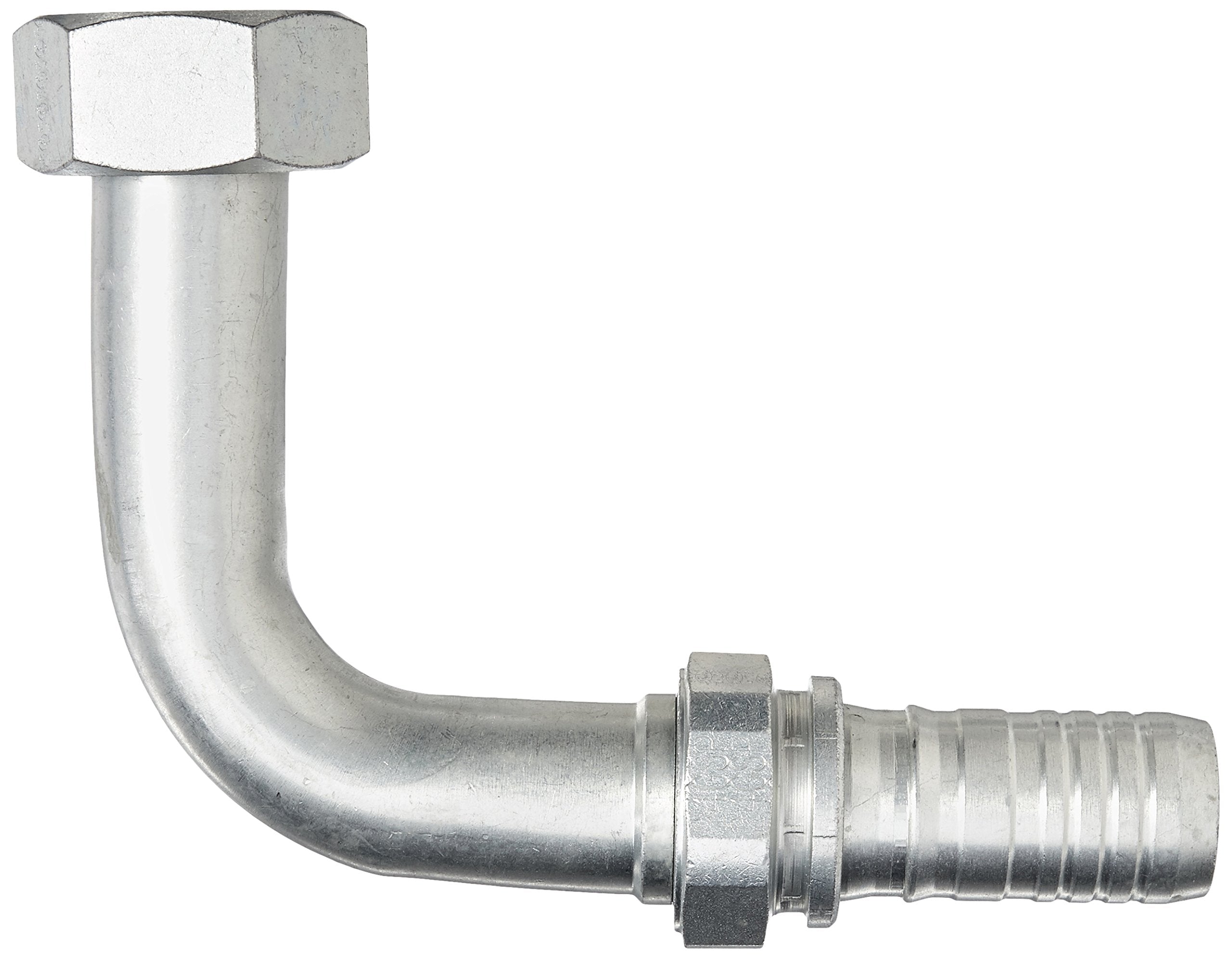 GlobalSpiral Gates 24GSP-24FFORX90L Couplings, Female Flat-Face O-Ring Swivel, Zinc Plated Carbon Steel, 7.61", 90° Bent Tube, 1 1/2" ID