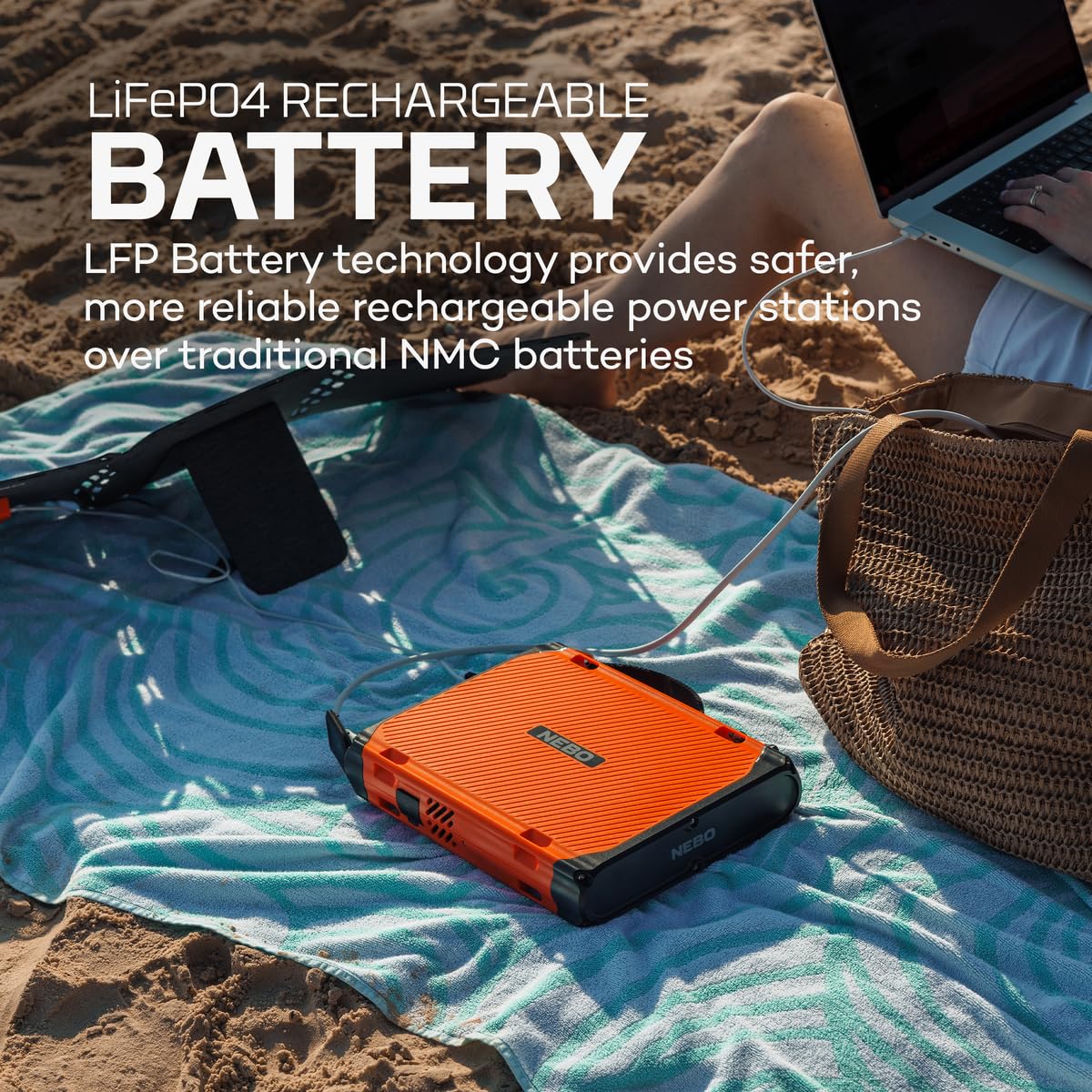 300 Power Station NEBO RAMBLER | 300W Portable Power, 288 Wh Ulta-Slim Profile, 6-Way Multi-Device Charging, Emergency Power Supply, LiFePO4 Rechargeable Battery