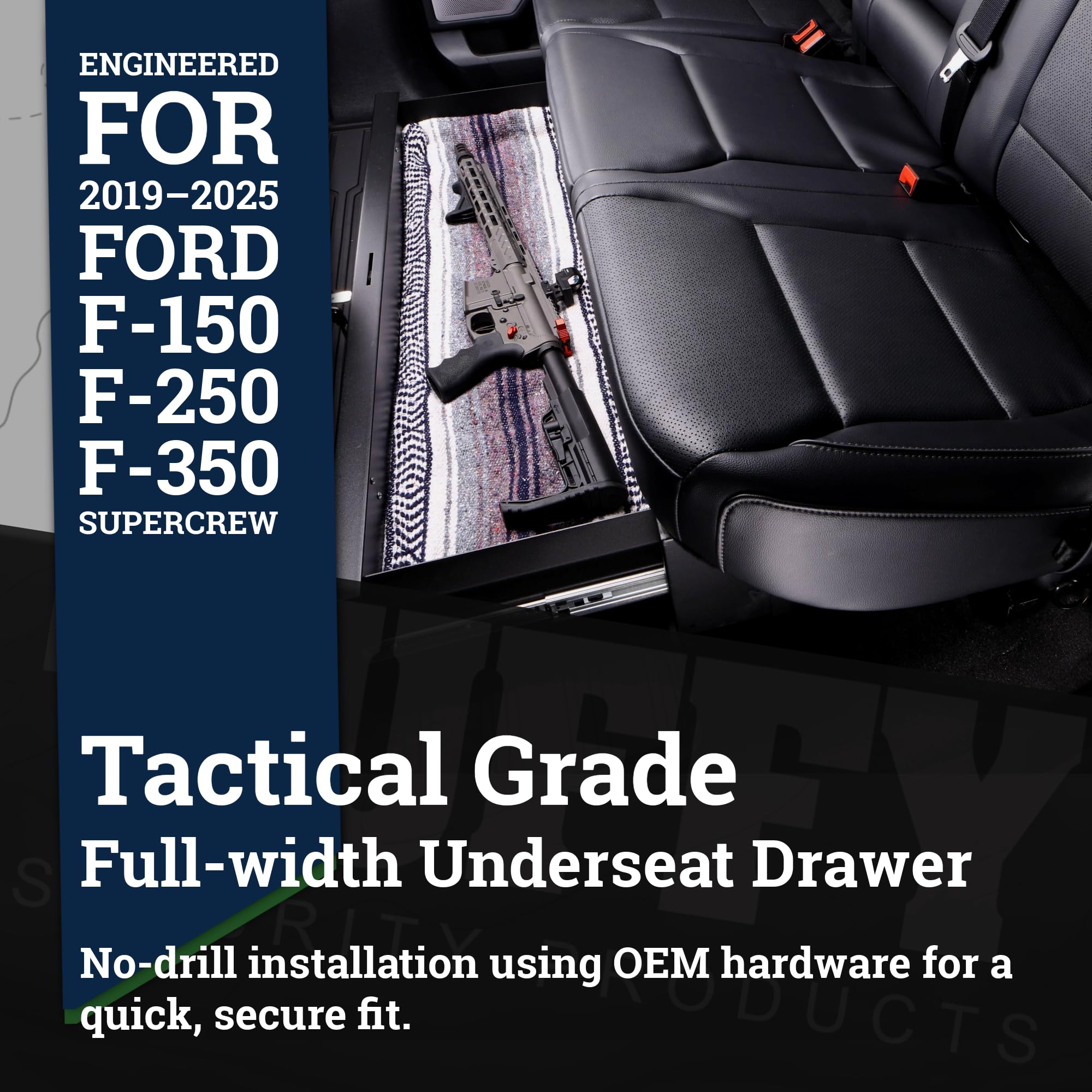 Underseat Tuffy Drawer for 2015–2025 Ford F-Series & 2019–2025 Chevy/GMC Silverado/Sierra – Heavy-Duty Locking Truck Storage, No-Drill OEM Mounts, Ford & GM Hardware Included