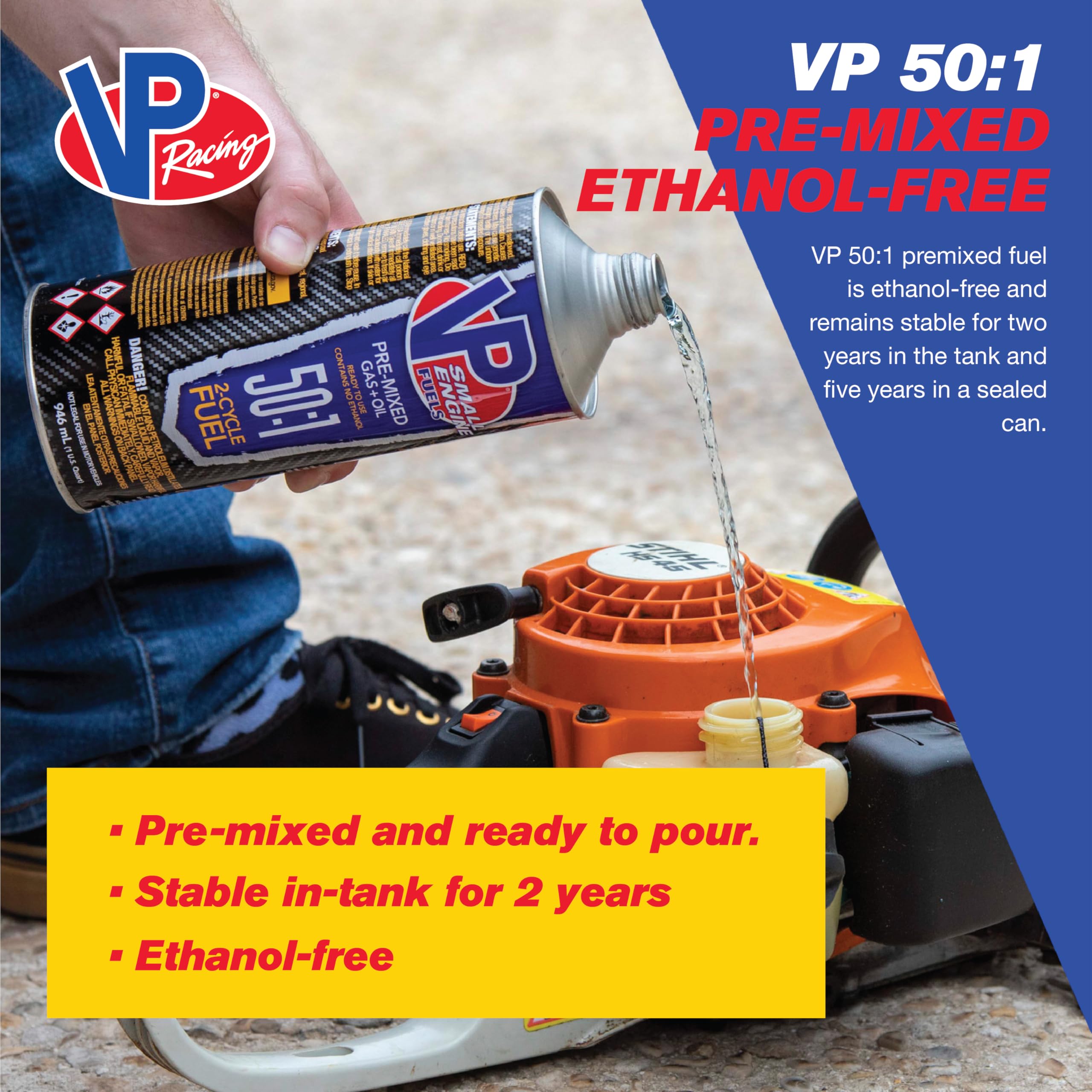 6235 VP Racing Fuels 50:1 SEF Premixed 2-Cycle Small Engine Fuel, 1 Quart