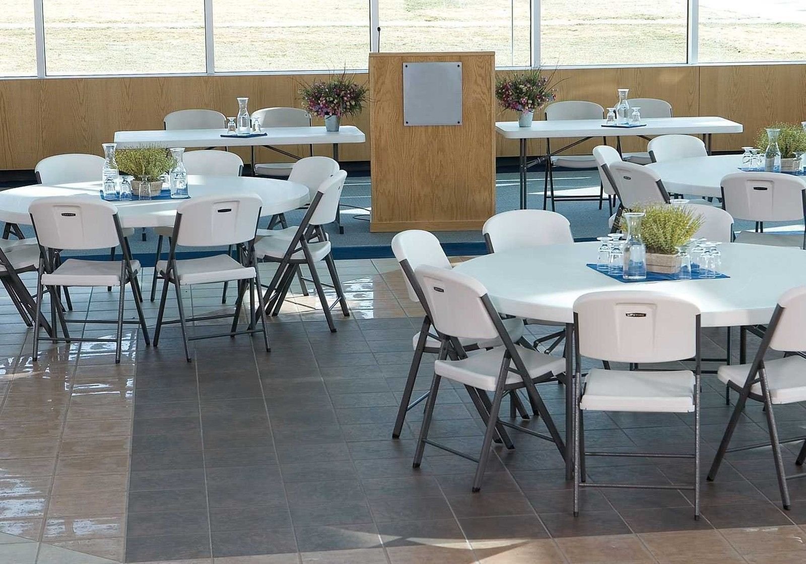 Commercial Grade LIFETIME Folding Chair, 4 Pack, White Granite