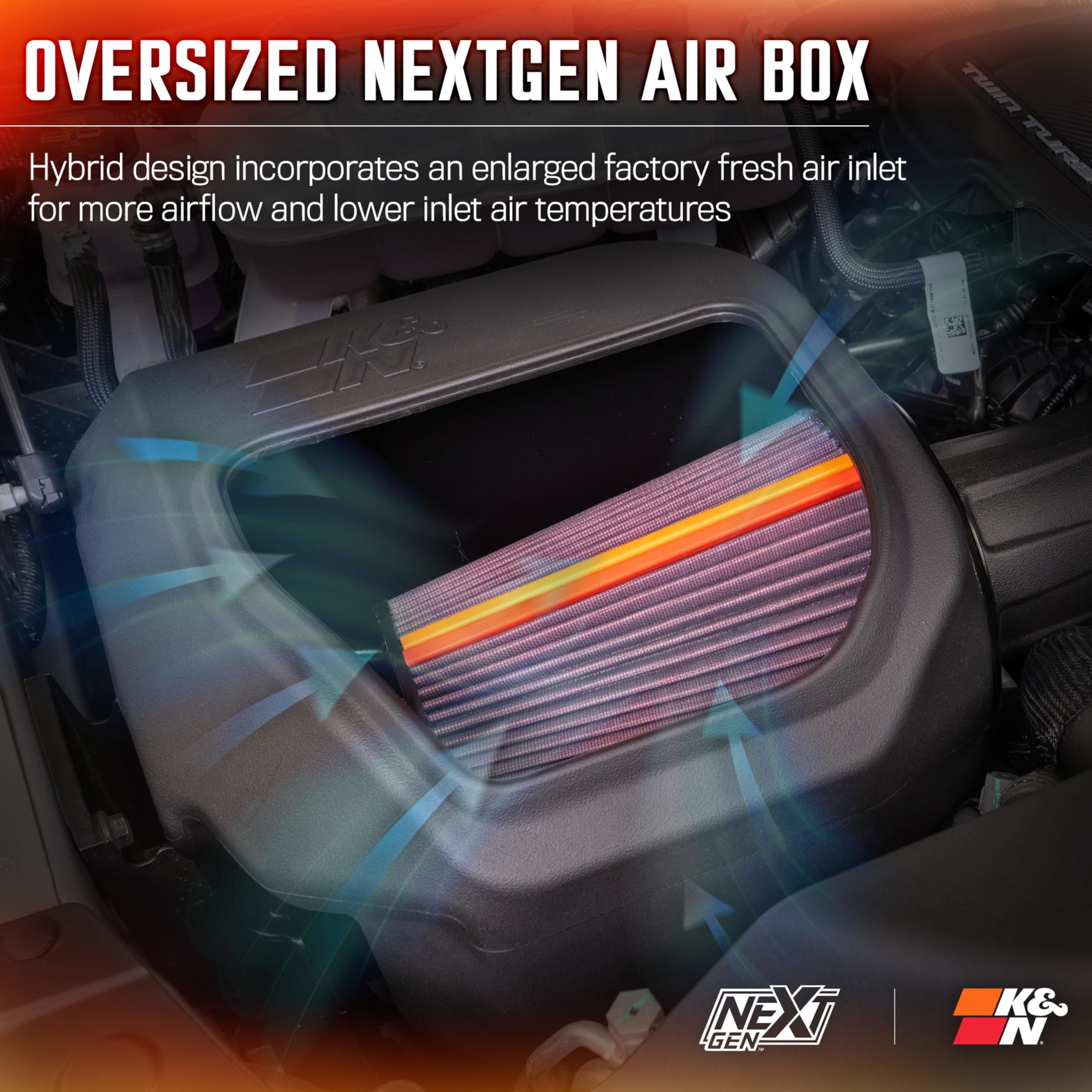NextGen K&N Cold Air Intake System: High-Flow Cotton Filter: Compatible with 2025 RAM 1500; 50-1598