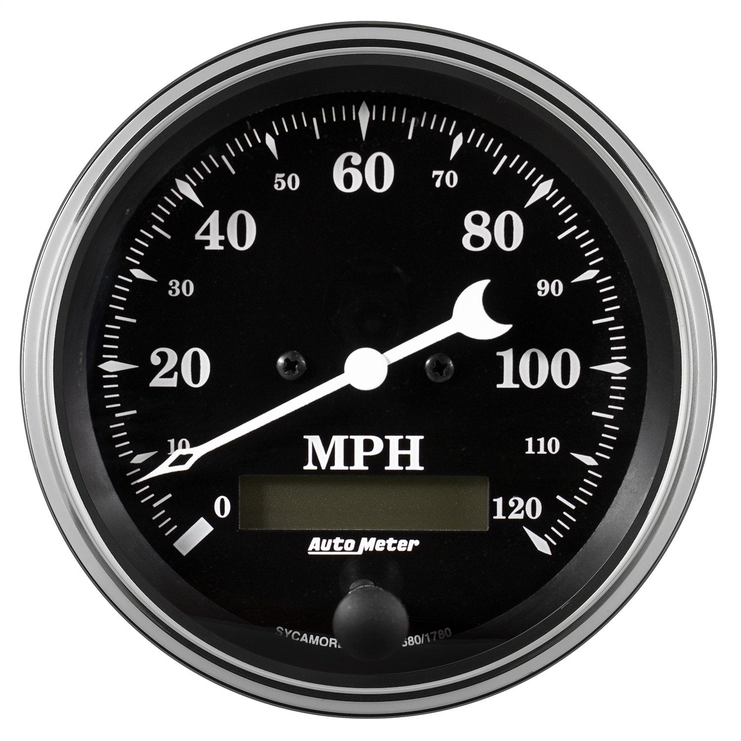 Gauge AUTO METER 1780 Speedometer (Old TYME Black Gauge, Speedo., 3 3/8", 120Mph, Elec. Prog.with LCD Odo, Old TYME Black)