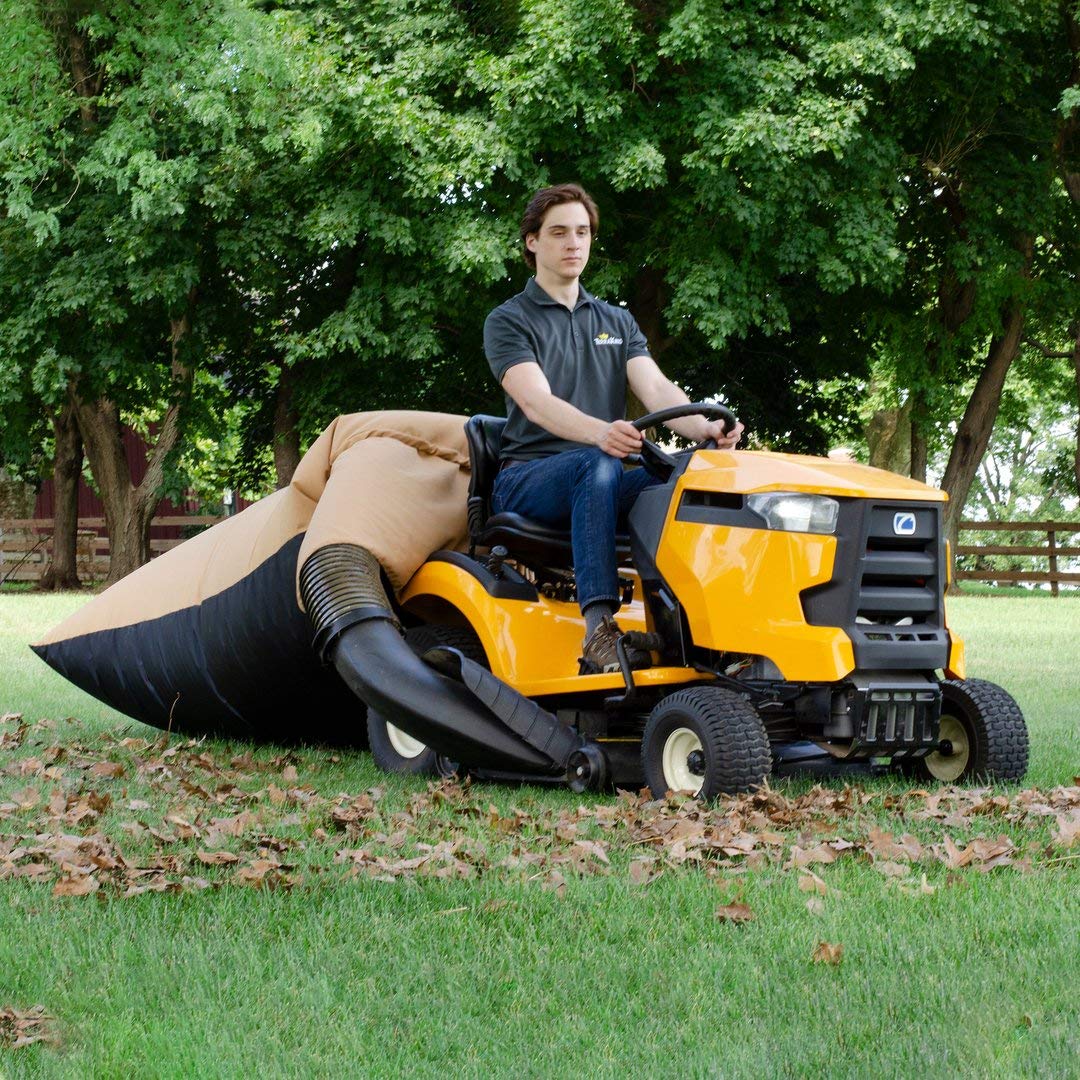 54 Cu. Ft. Pro Leaf Bag TerraKing - 120-inch Opening – For 2 Bag Material collection systems – Ride-On Lawnmowers - Heavy Duty Material – Nylon Bottom - Fast & Easy Leaf Collection [ST95084], Tan