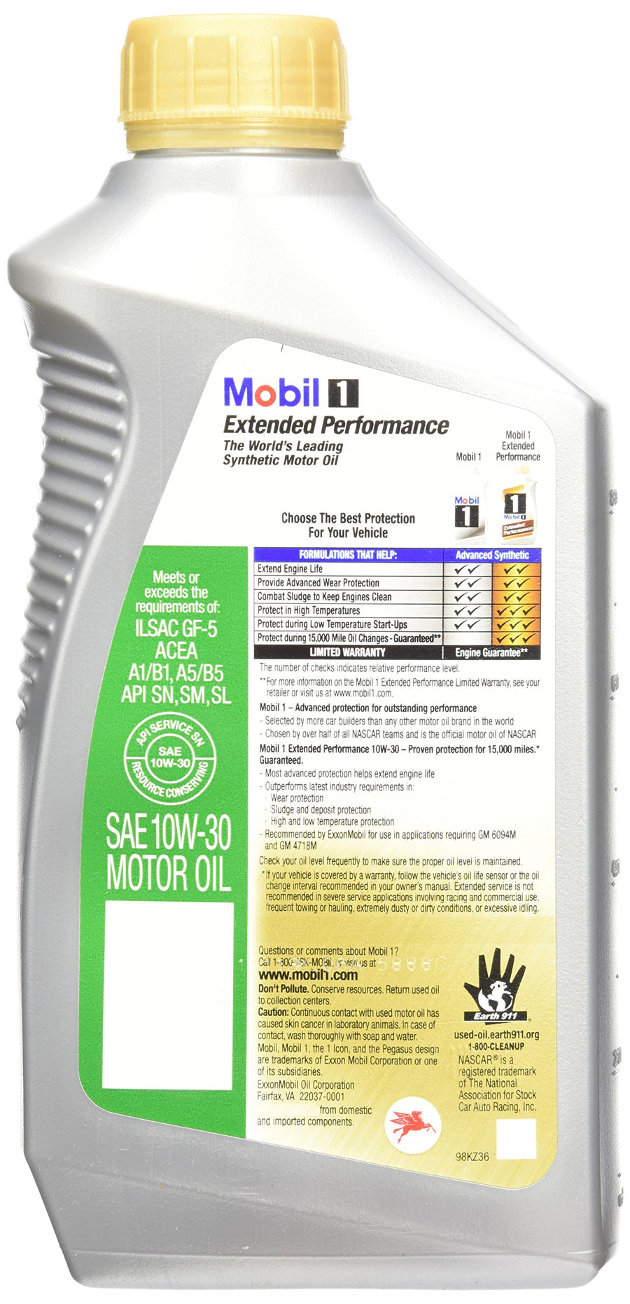 Extended Performance Mobil 1 98HC59 10W-30 Synthetic Motor Oil - 1 Quart