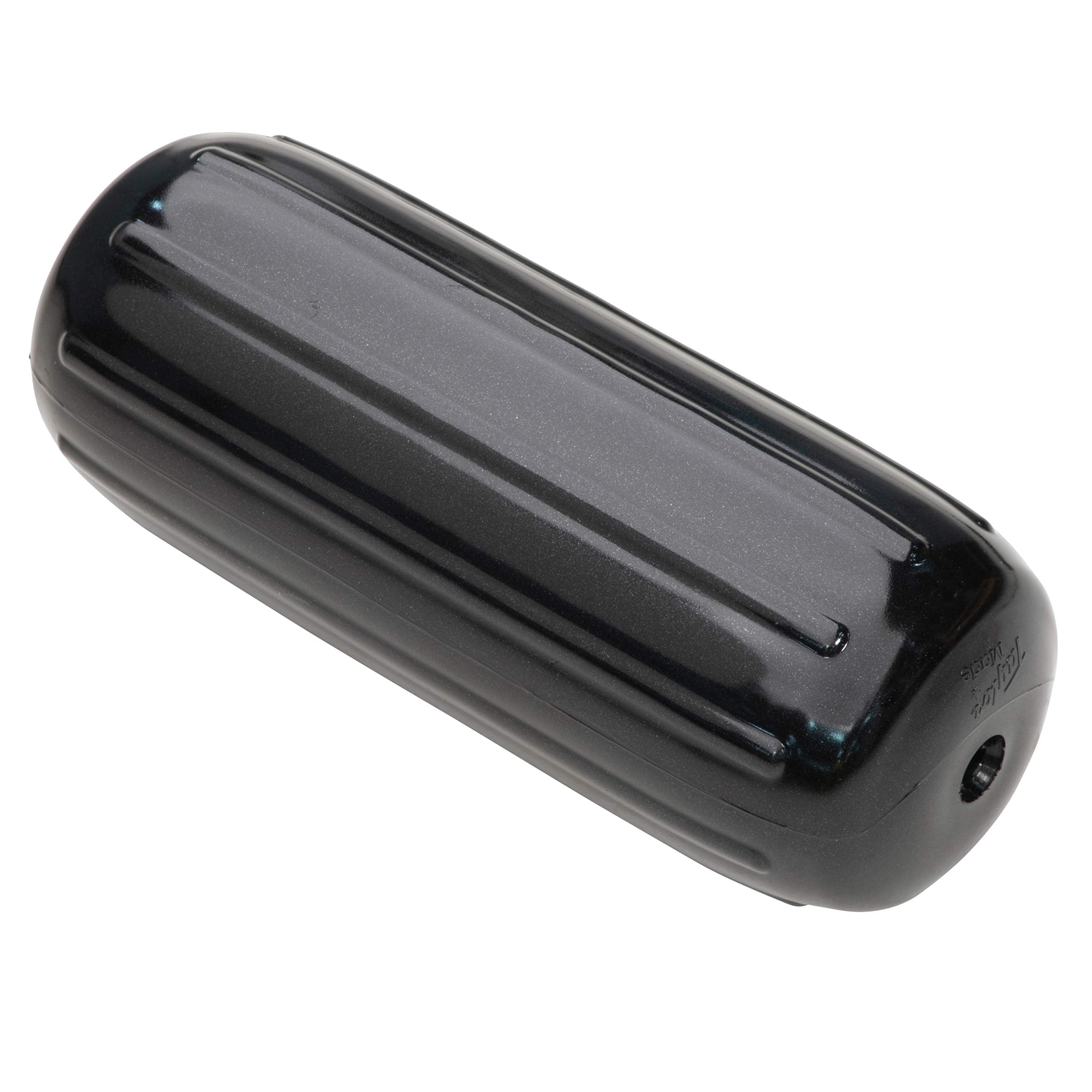 Taylor Made Inflatable Boat Fender Big B, Black Onyx (12" x 34") End-to-End Line Passage Fits 5/8" Rope, Hangs Horizontally or Vertically, Ribbed Technology, Needle Valve, Marine-Grade Vinyl - 71034