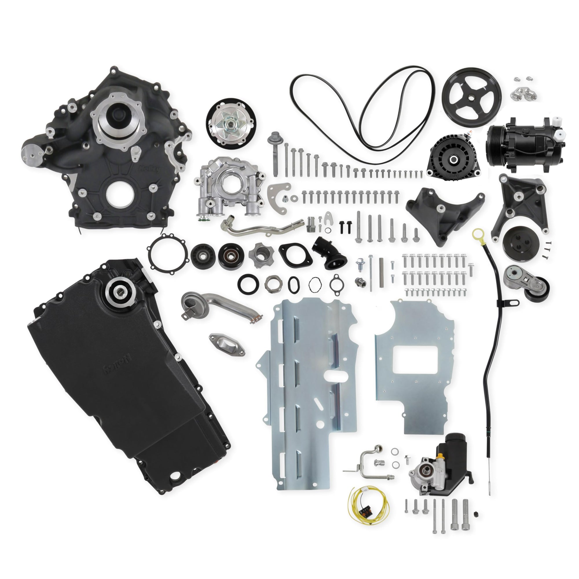 Holley Godzilla High-Mount Accessory Drive - Complete - F100 Swap - 20-345BK - Black