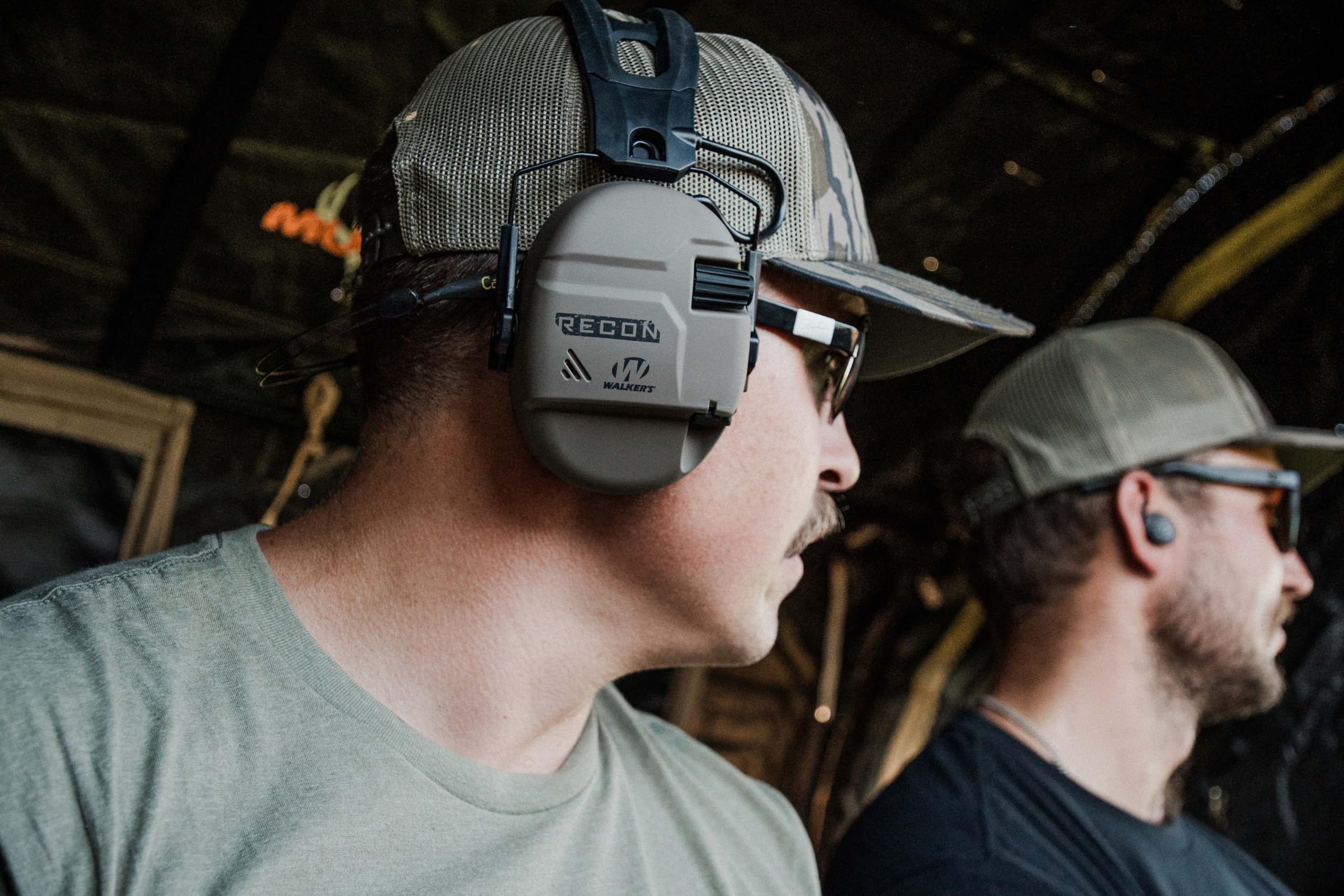 WALKER'S Digital Recon Muffs - Durable IPX4 Weather-Resistant HD Speakers Hunting Range Shooting Hearing Protection Electronic Muffs, 3.5mm Audio Jack, 2 AAA Batteries Included, Flat Dark Earth