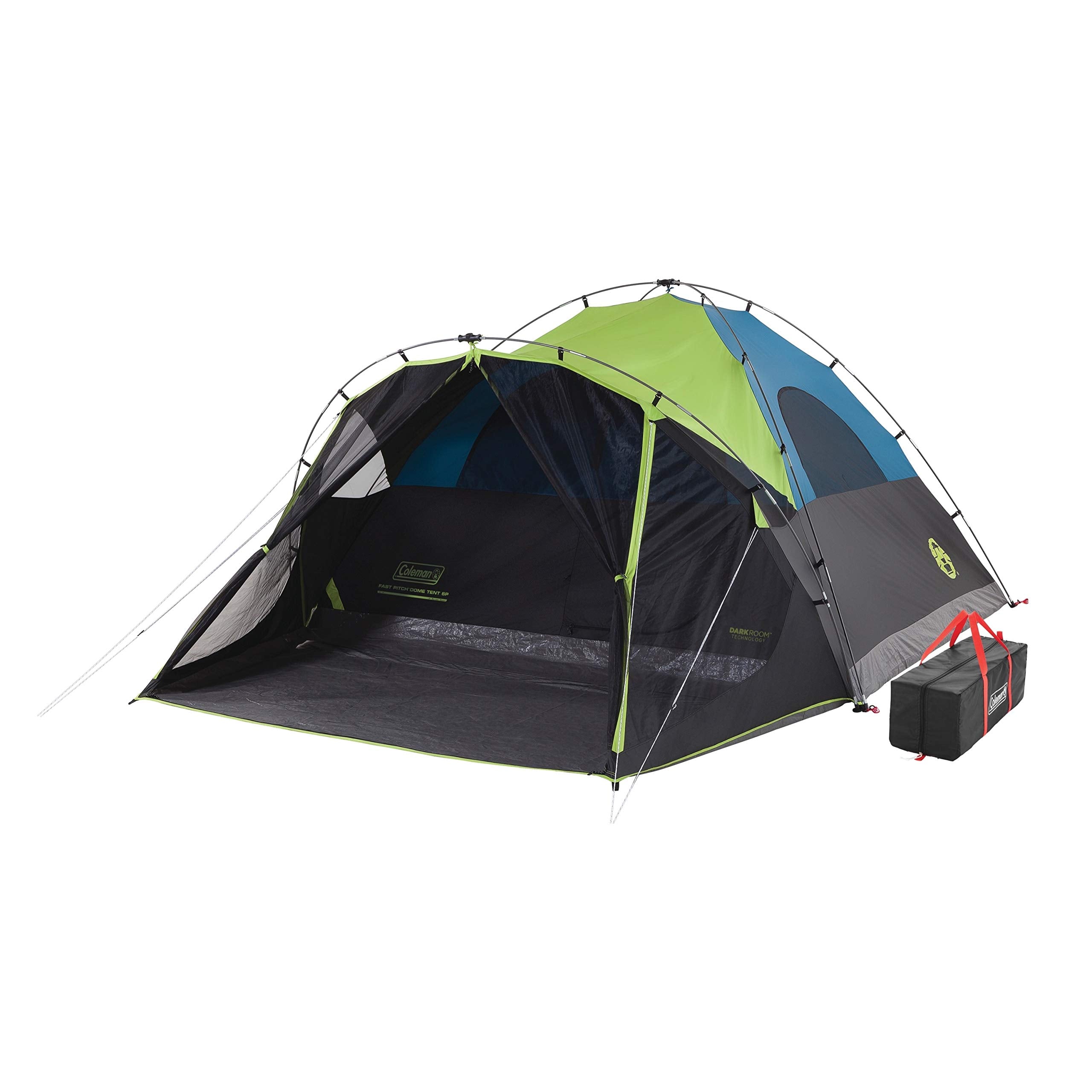 Coleman Dark Room Carlsbad Camping Tent with Screened Porch 4/6 Person Tent Blocks 90% of Sunlight and Keeps Inside Cool Weatherproof with Easy Setup