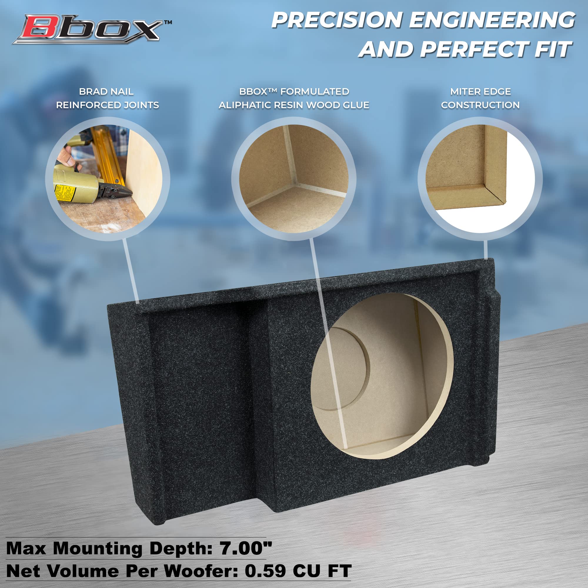 Atrend Single Bbox Sealed 12 Inch Subwoofer Enclosure - Accu-Tuned Subwoofer Boxes - Box Improves Audio Quality, Sound & Bass - Fits 1999-2007 Chevrolet/GMC Silverado/Sierra Extended Cab