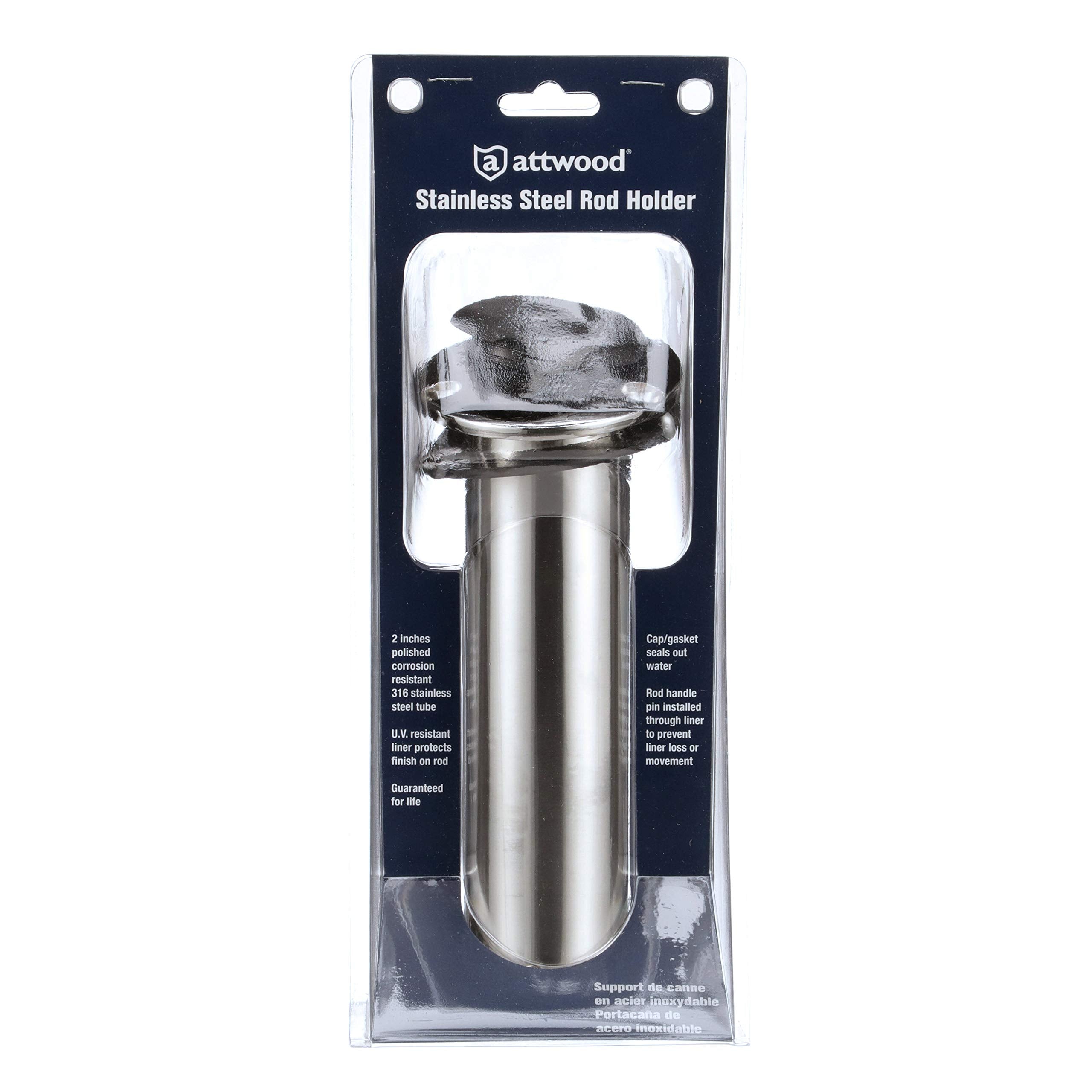 Stainless Steel Attwood 66363-7 Flush Mount 15 Degree Rod Holder (2-Inch)
