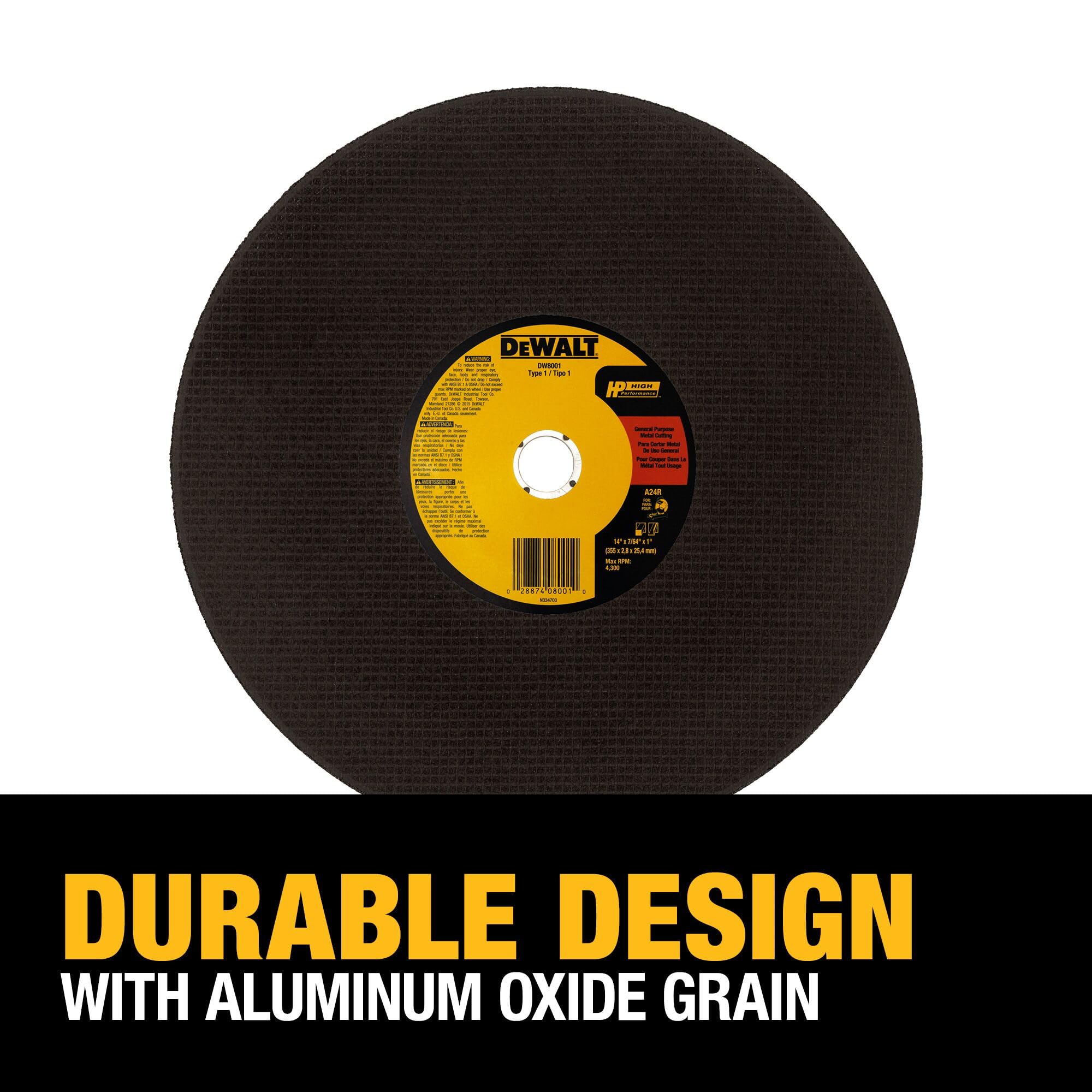 14" DEWALT Chop Saw Blade, Metal Cut-Off Wheel (DW8001)