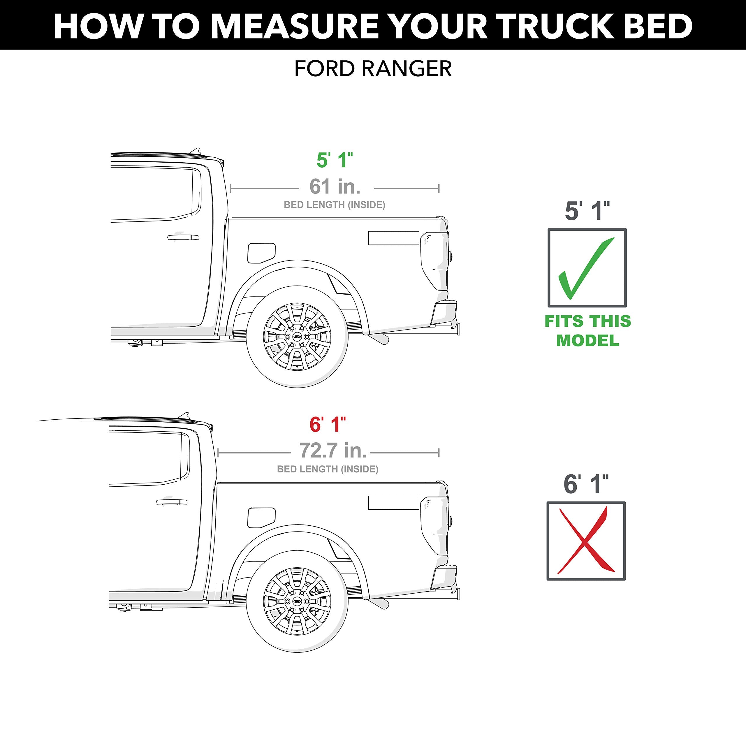 RetraxONE MX RealTruck Retractable Truck Bed Tonneau Cover | 60335 | Fits 2019 - 2023 Ford Ranger 5' 1" Bed (61")