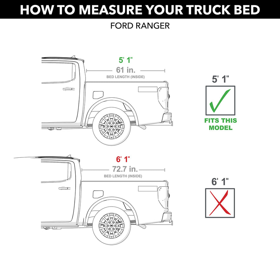 TruXedo Sentry Hard Rolling Truck Bed Tonneau Cover | 1531001 | Fits 5' 1" Bed (61") 2019-2023 Ford Ranger