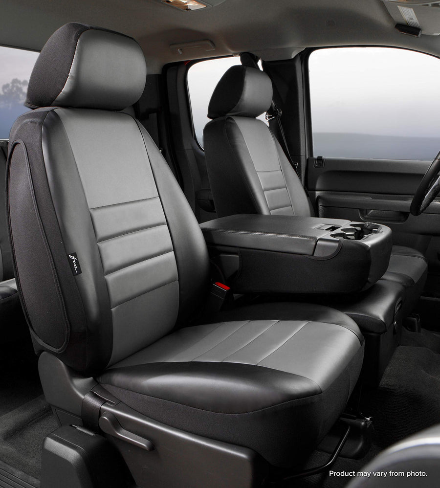 Fia Custom Fit SL67-19 GRAY Front Seat Cover Split Seat 40/20/40 - Leatherette (Black w/Gray Center Panel)