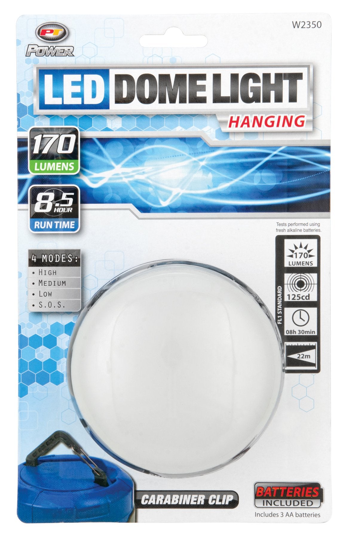 W2350 Performance Tool 170 Lumen Blue Multi Function LED Hanging Dome Light ( High, Medium, Low Output & S.O.S.)