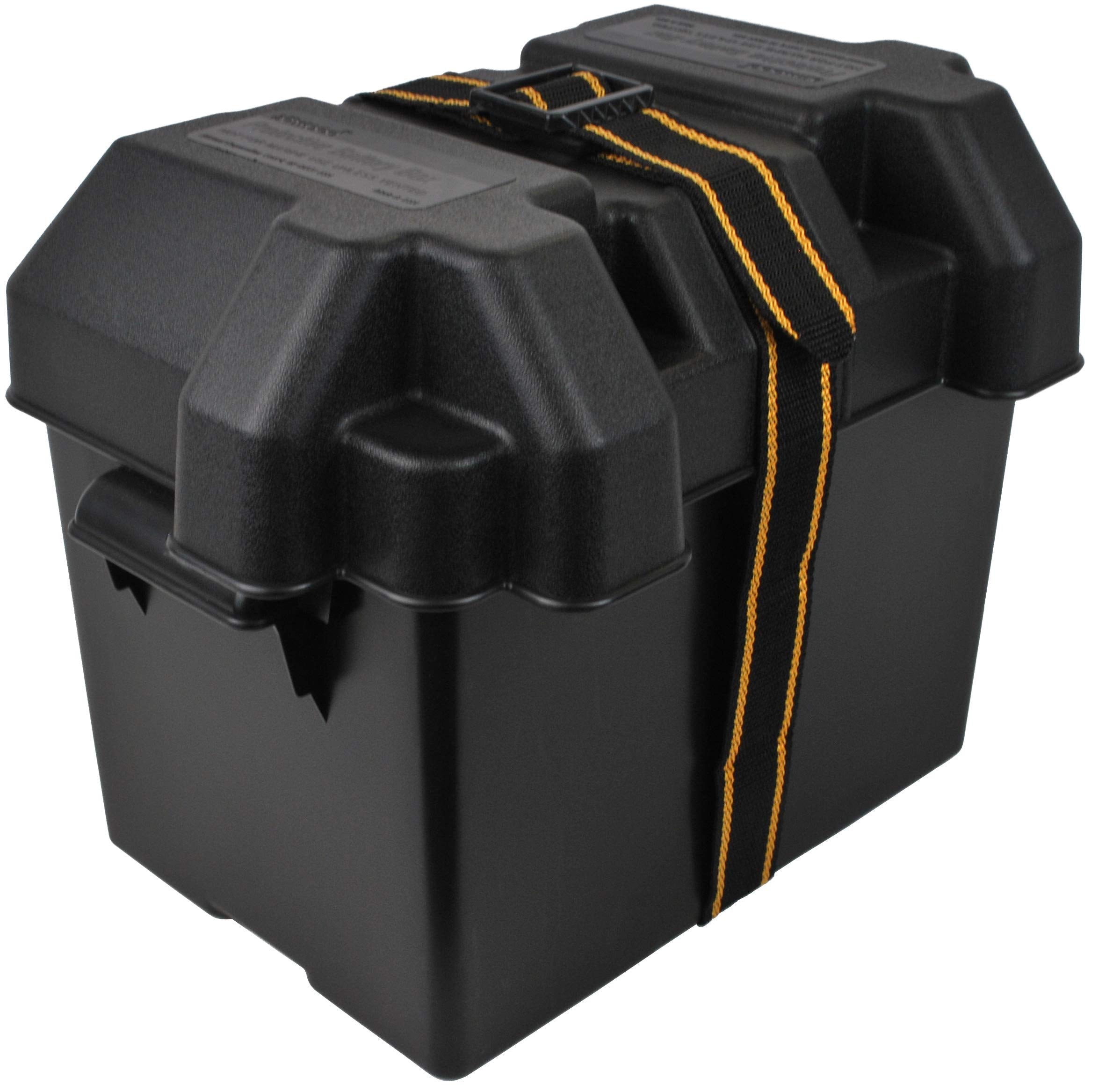 Attwood Standard Non-Vented Battery Box 9069-1 with Mounting Strap, Fits Group 24 Batteries, Black