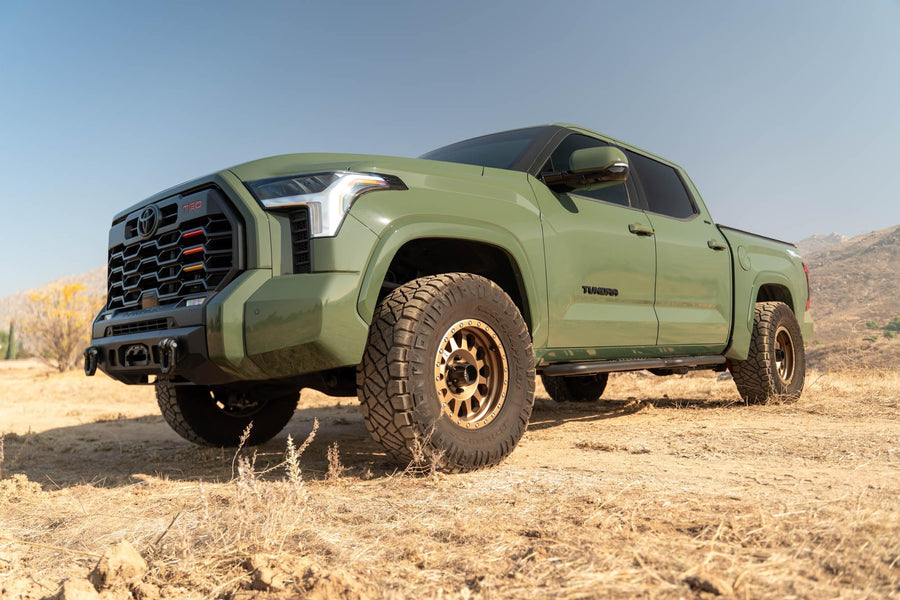 OE Plus DV8 Offroad Side Steps for 2022-2025 Toyota Tundra Crew Max | Anti-Slip Design | Mounts to Body/Pinch Weld | Provides Protection from Light Trail Debris | Fully Bolt-On Installation | Steel