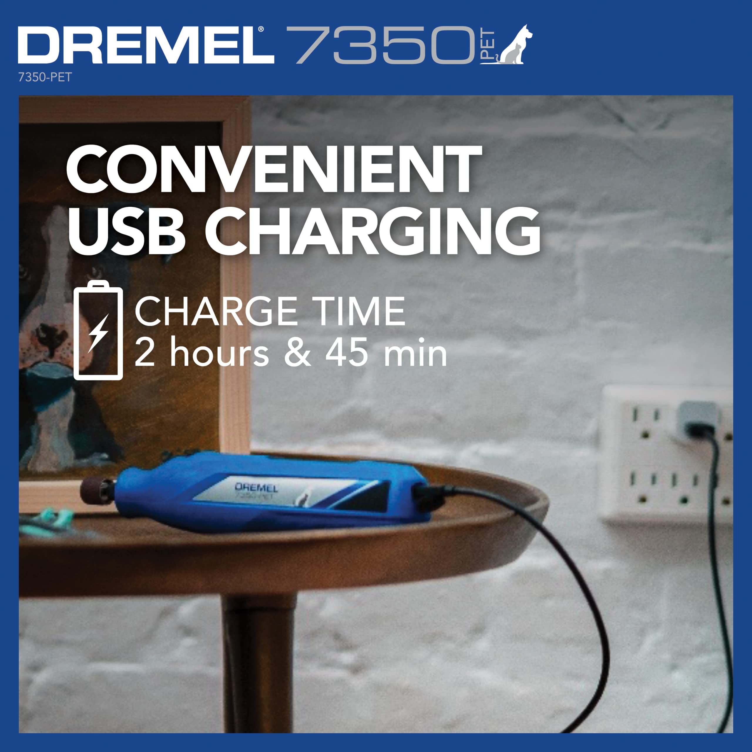 Dremel 4V Pet & Dog Nail Grinder 7350-PET, Easy-To-Use & Safe Nail Trimmer, Professional Pet Grooming Kit - Works on Large, Medium, Small Dogs & Cats