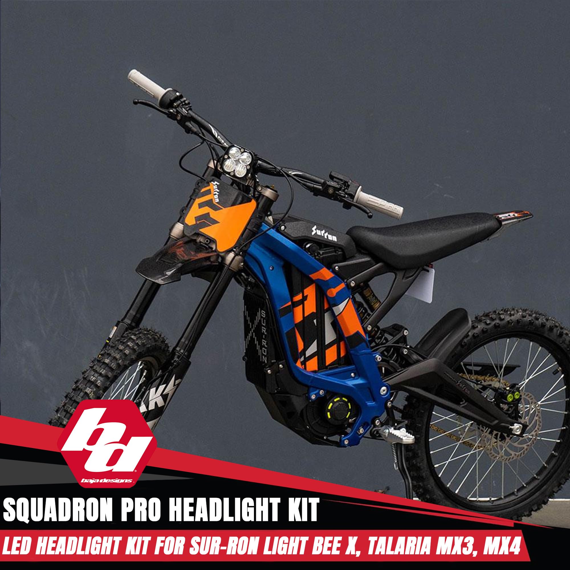Squadron Pro Baja Designs Headlight Kit for Sur-Ron Light Bee X and Talaria MX3/MX4 (Driving Combo; Clear)