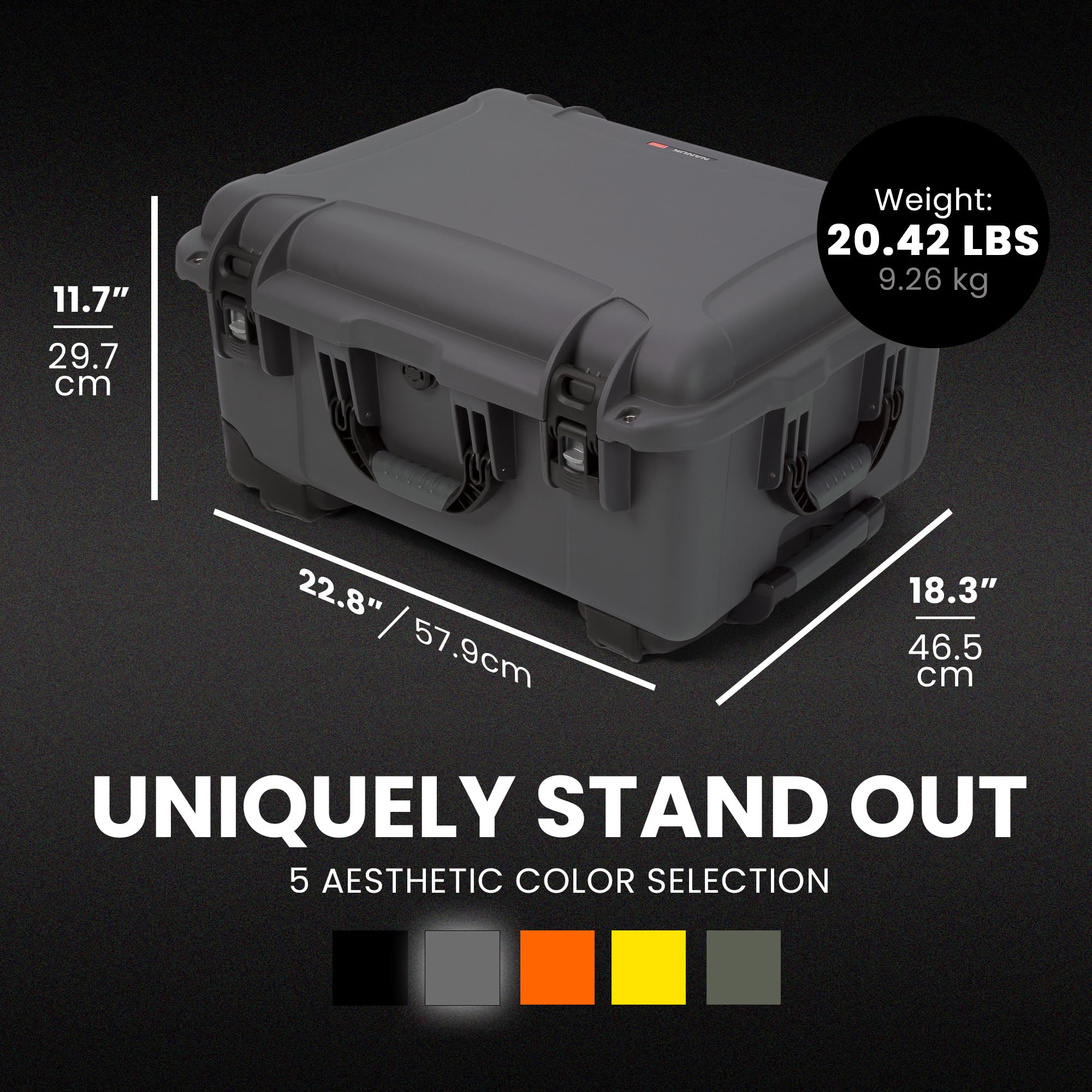 Pro Photo Kit NANUK 950 – Waterproof Travel Camera Hard Case with Padded Dividers and Wheels, 22.8” x 18.3” x 11.7”, Dustproof and Impact-Resistant, Ideal for Heavy Loads – Graphite