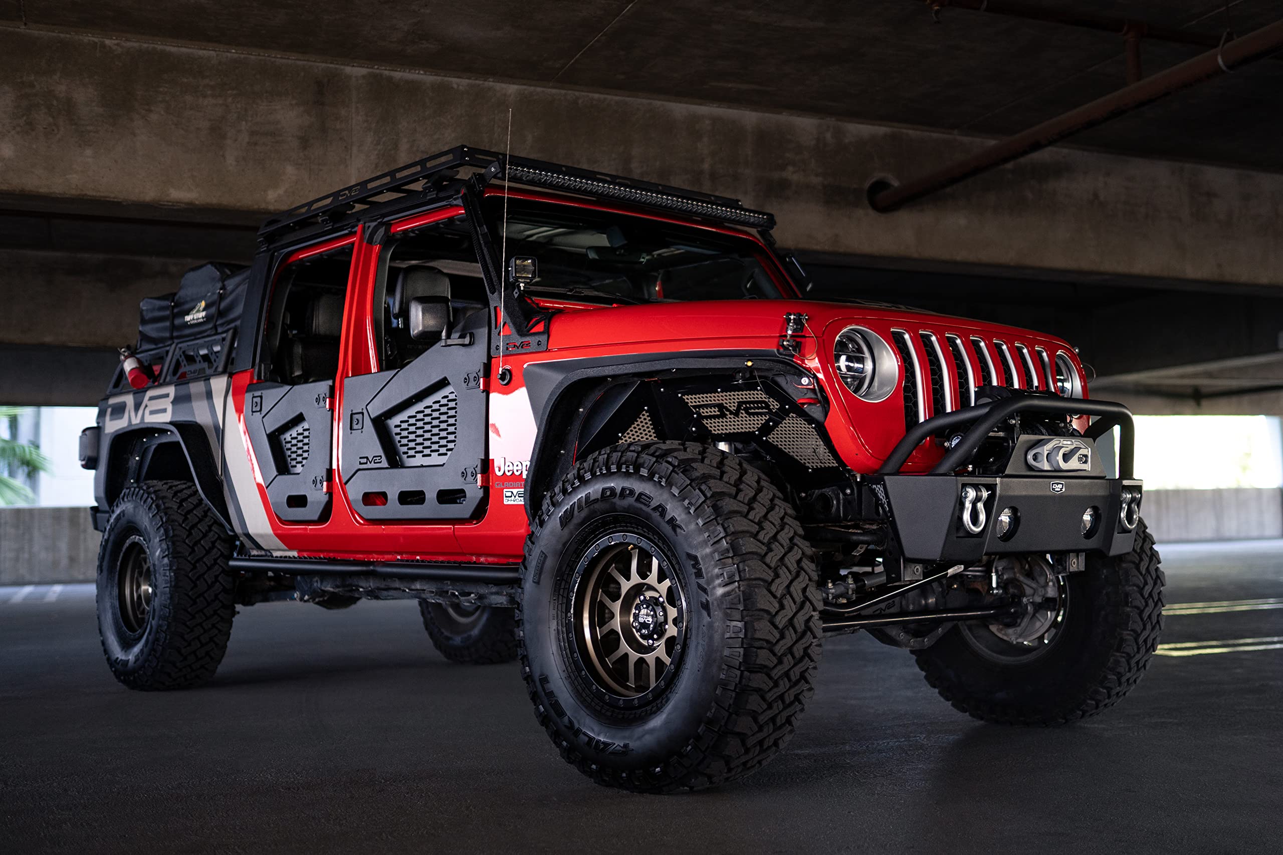 DV8 Offroad Half Doors Spec Series for 2018-2025 Jeep Wrangler JL & Gladiator JT | Molle Compatible Removable Mesh Panels | Secure Locking Handles (Front Set)