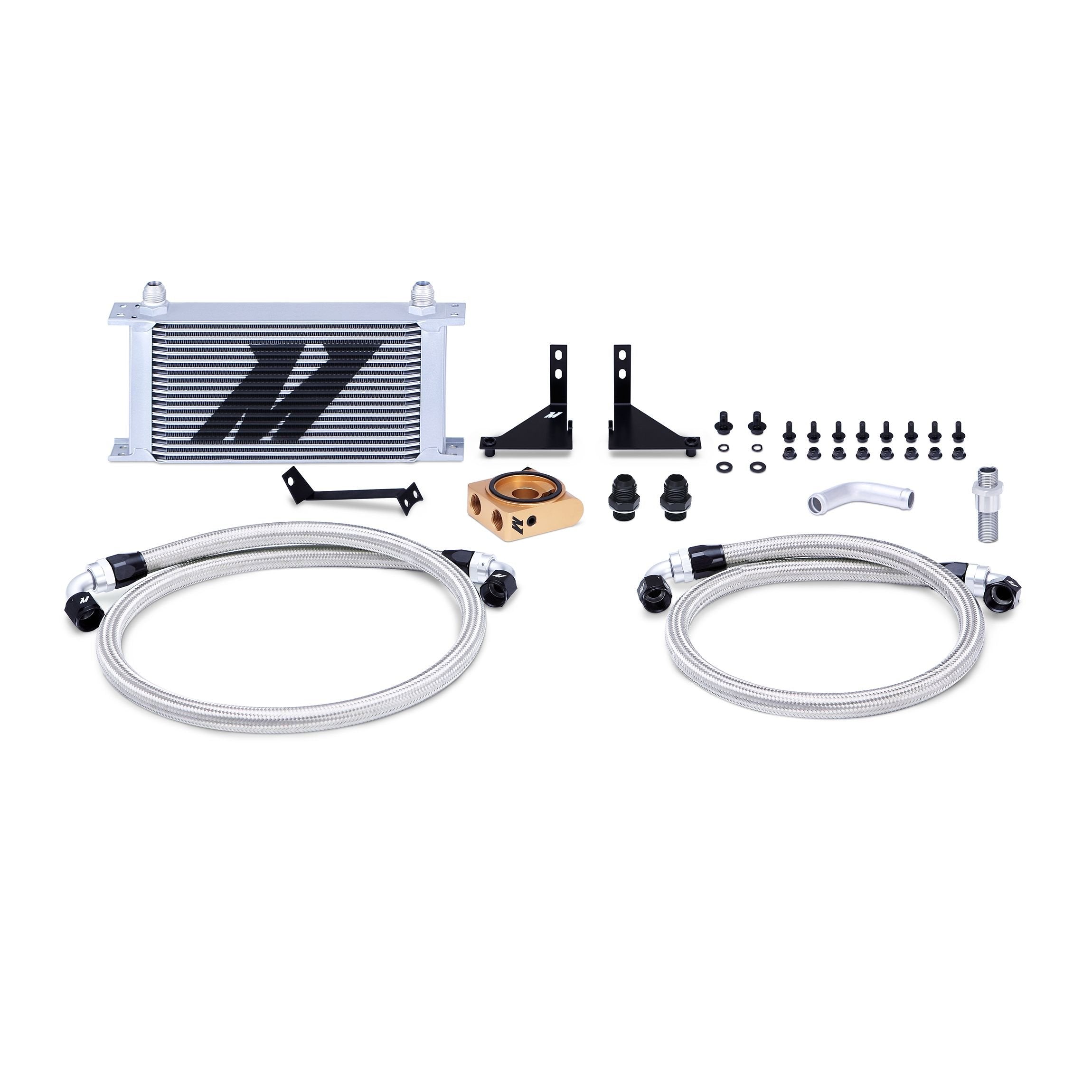 Mishimoto Oil Cooler Kit MMOC-FIST-14T Low-Temp Thermostatic Fits Ford Fiesta ST 2014+ Silver