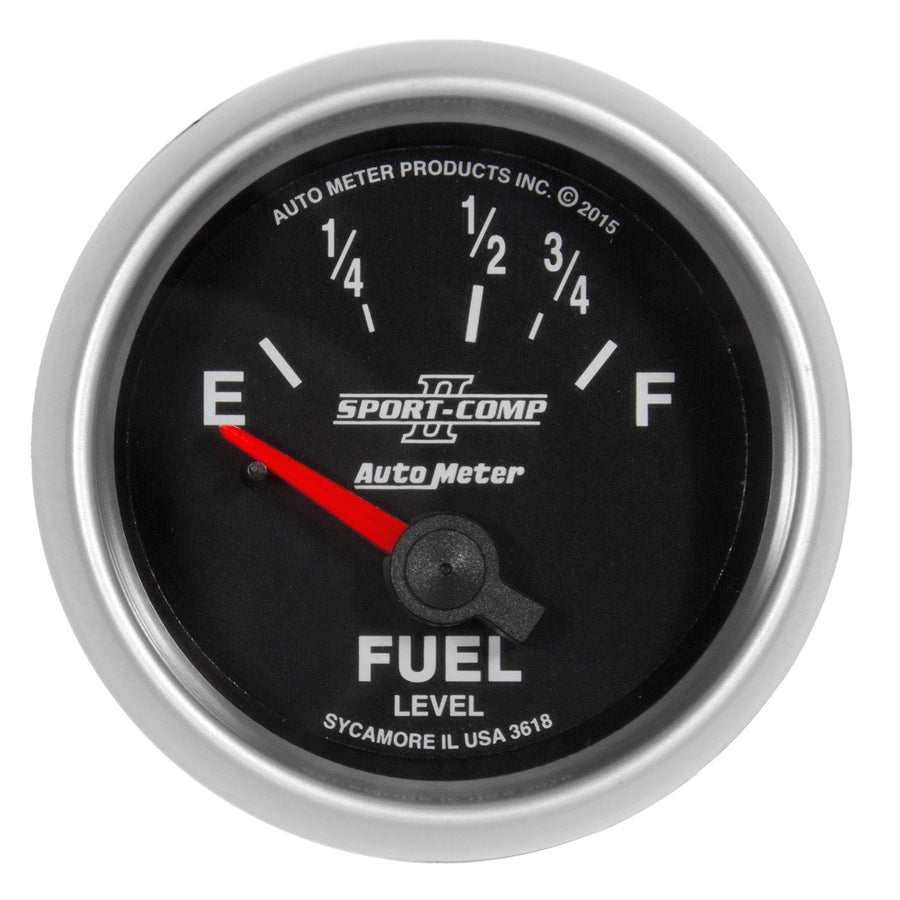 Fuel Level AutoMeter 3618 Gauge, 2 1/16", 16Ωe to 158Ωf, Elec, Sport-Comp Ii