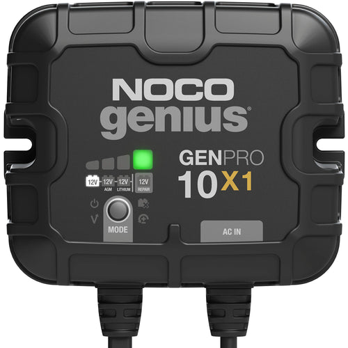 GENPRO10X1 NOCO Genius: 1-Bank, 10A Onboard Battery Charger - 10A Per Bank, 12V Waterproof Marine Charger with Overcharge Protection & Temperature Compensation – for Lead-Acid & Lithium Batteries